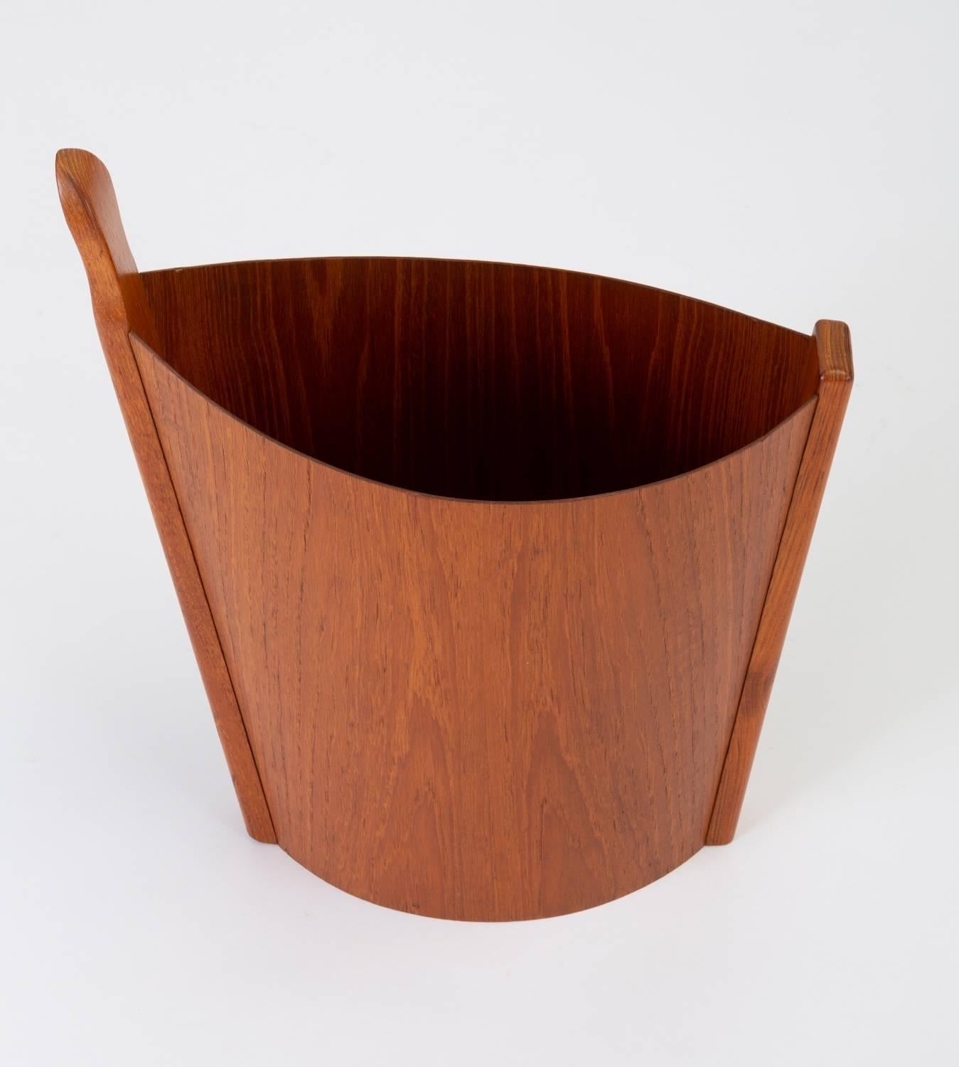 Asymmetric Teak Waste Basket by Westnofa 8