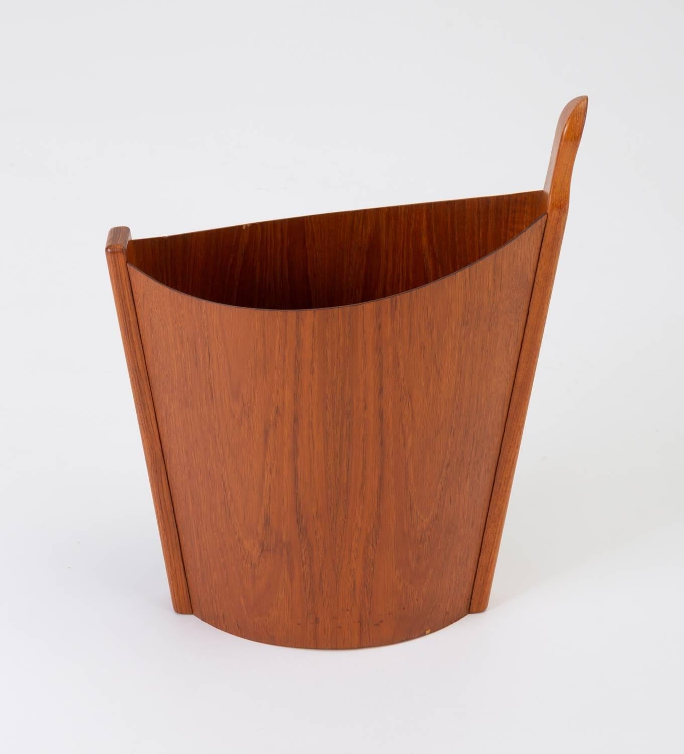 Oiled Asymmetric Teak Waste Basket by Westnofa