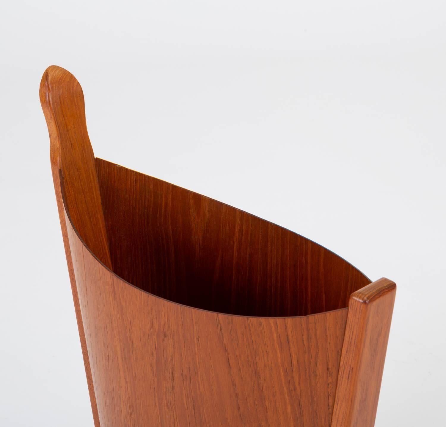 Asymmetric Teak Waste Basket by Westnofa 2