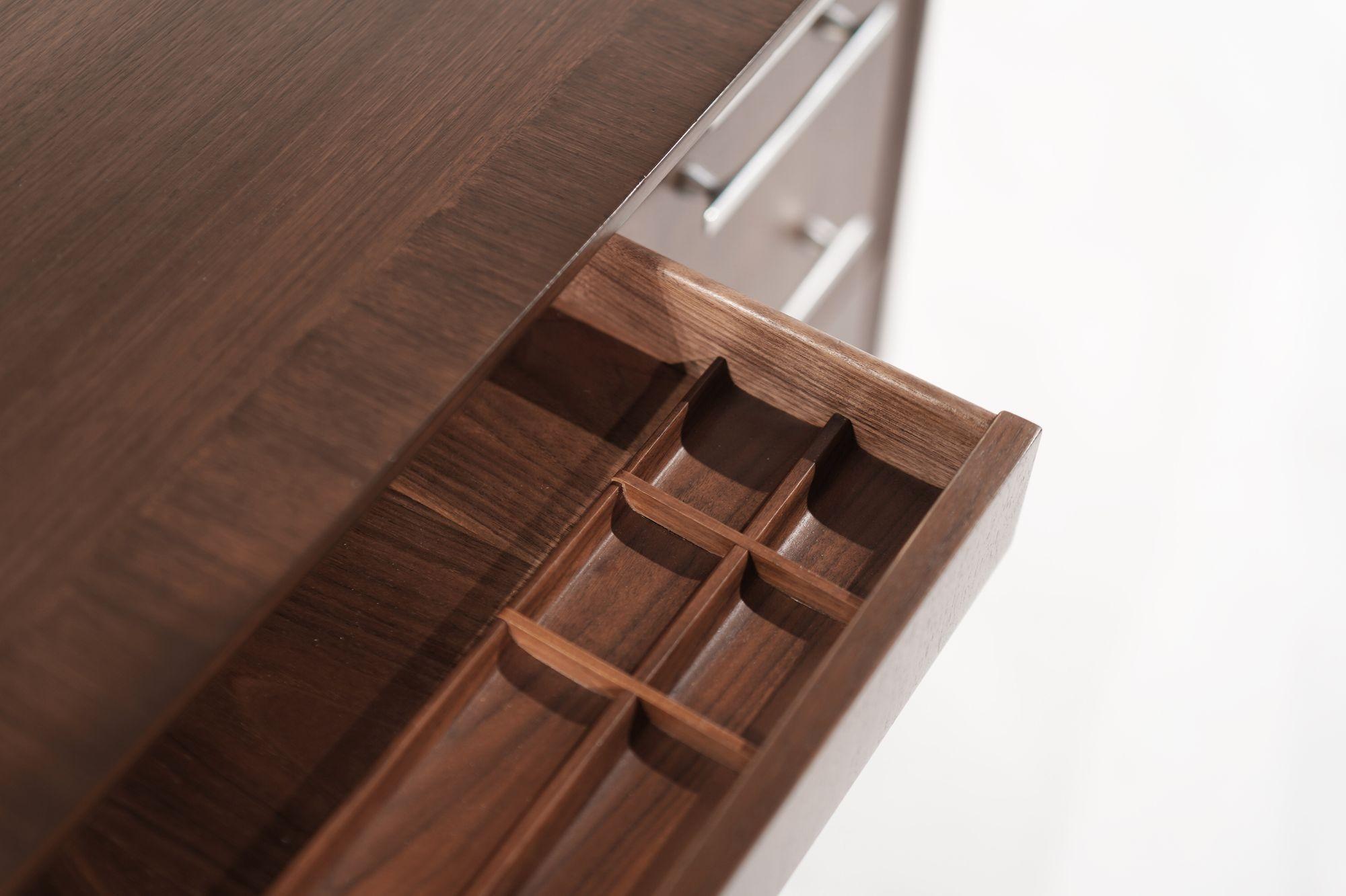 Asymmetric Walnut Desk w/ Nickel Accents, C. 1950s For Sale 4