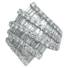 Asymmetric Wide 9 Row Multi Diamond Band Ring in 18 Karat White Gold