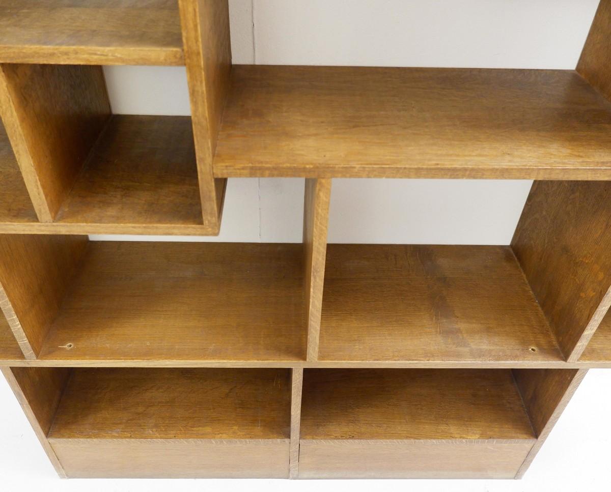 Asymmetric wooden shelf.