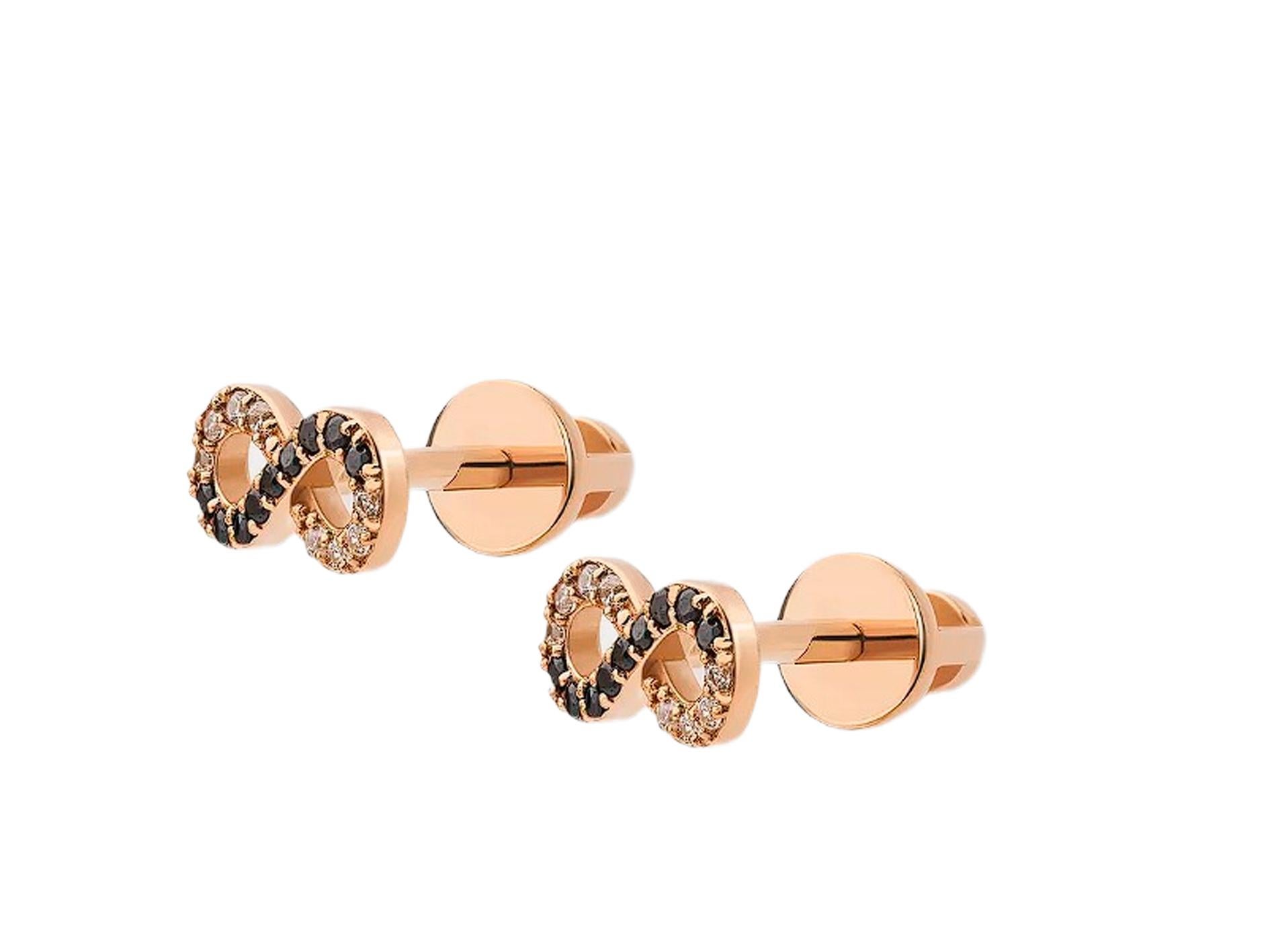 Round Cut Asymmetric Yin Yang Earrings studs in 14k gold.  For Sale