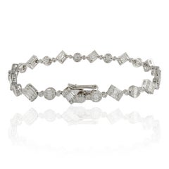 Bracelet asymétrique en or blanc massif 18 carats avec diamants de 2,91 carats