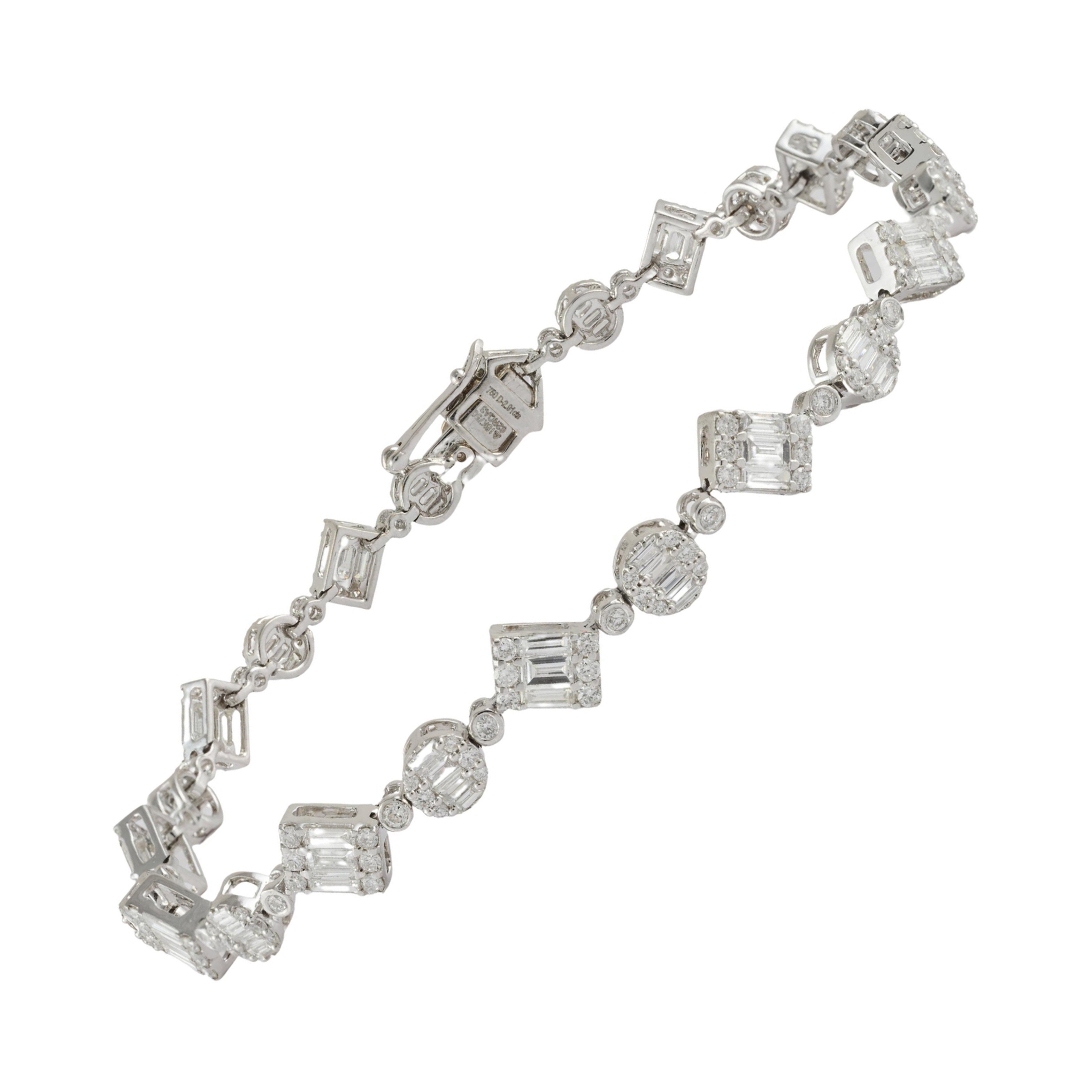 Asymmetrisches Armband aus 18 Karat massivem Weißgold mit 2,91 Karat Diamanten