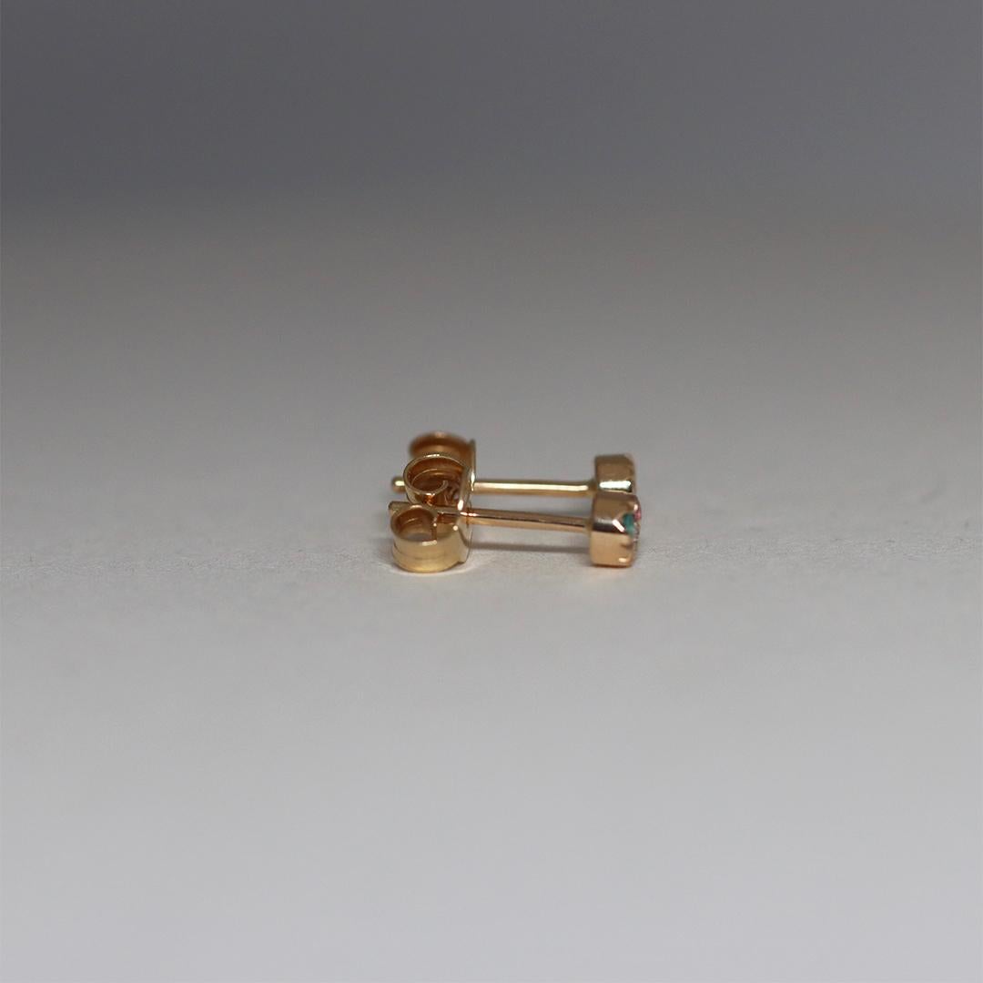 Boucles d'oreilles asymétriques 4 mm diamant Spinel Paraiba Tourmaine Stack Side en vente 2