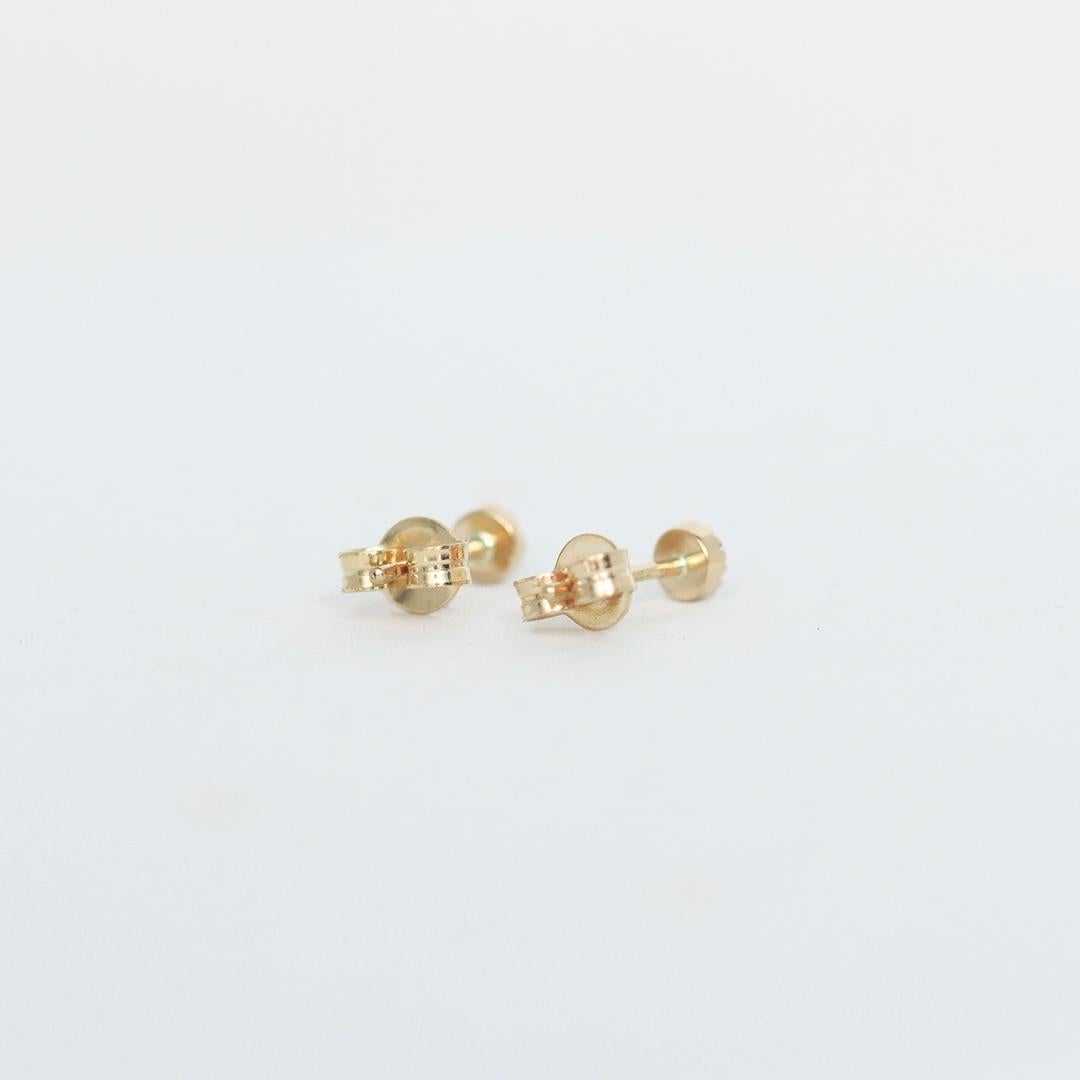 Brilliant Cut Asymmetrical 4 mm Yellow Gold Diamond Spinel Mini Stack Side Stud Earrings For Sale