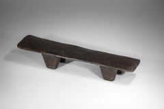 Asymmetrical African Bench in Dark Wood from the 60s Senufo
