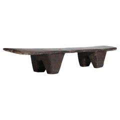 Vintage Asymmetrical African Bench in Dark Wood from the 60s Senufo