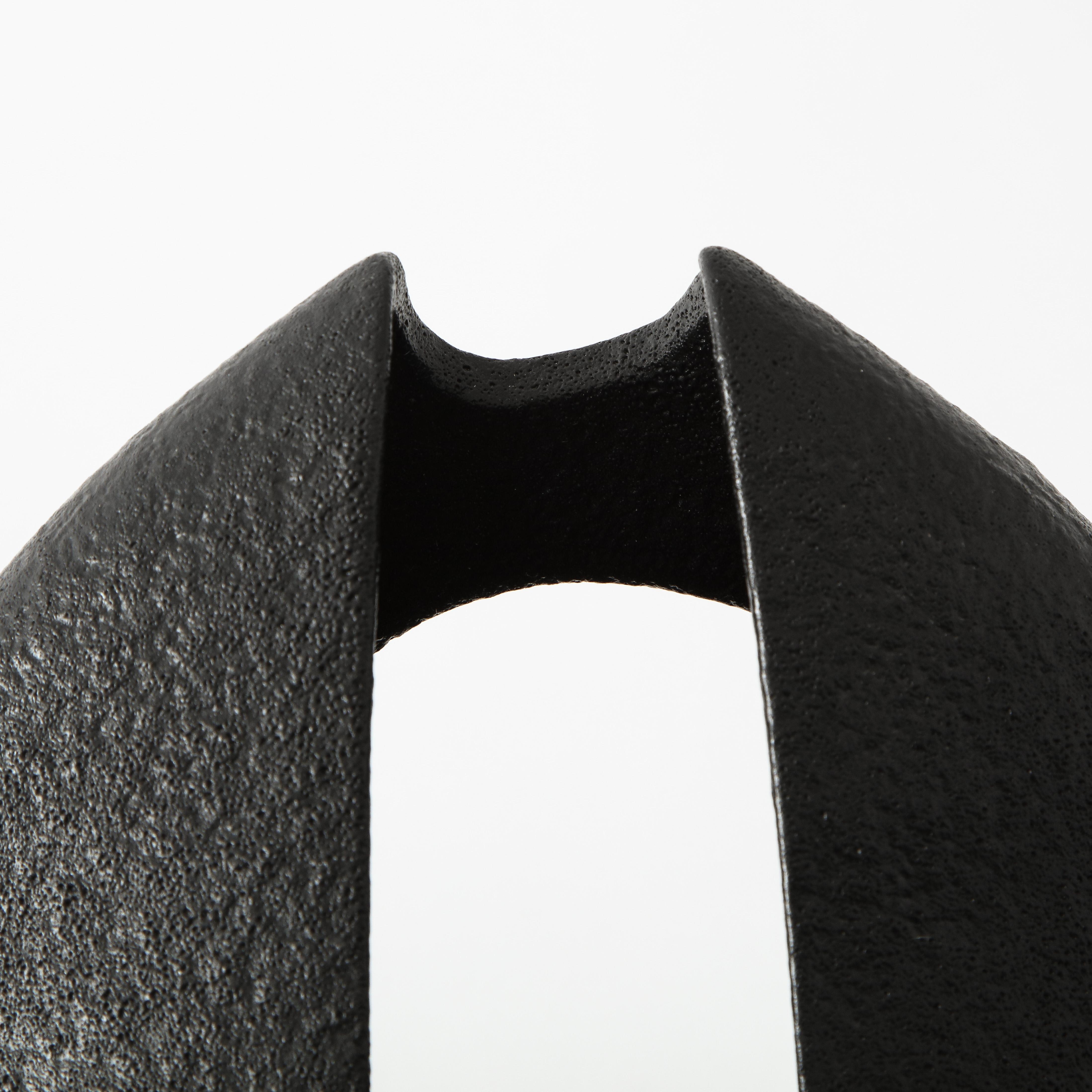 Asymmetrical Almond-Shaped Black Textured Japanese Ceramic Vessel 3