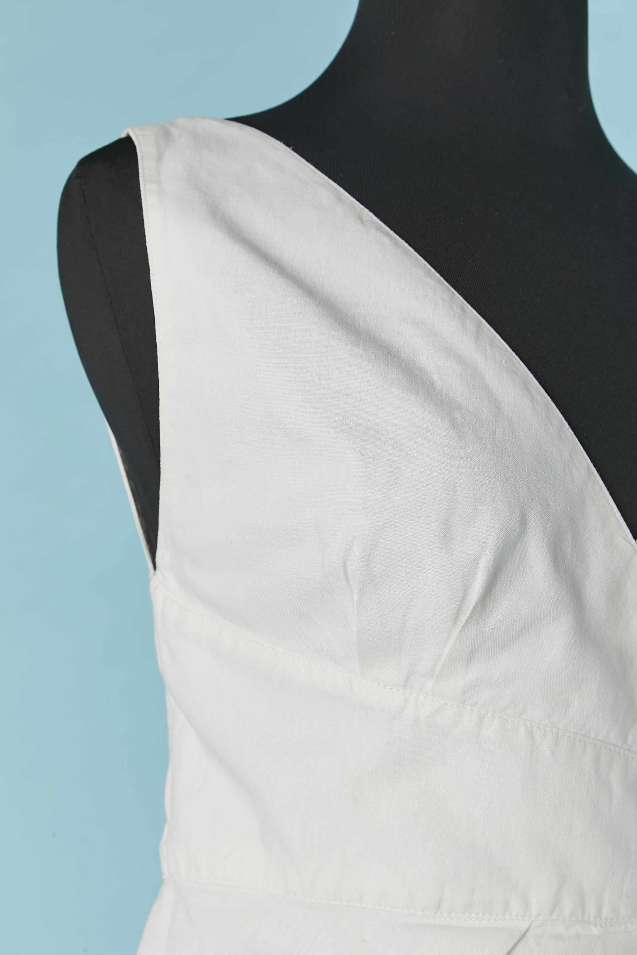 Gray Asymmetrical and wrapped white cotton dress Thierry Mugler Jeans For Sale