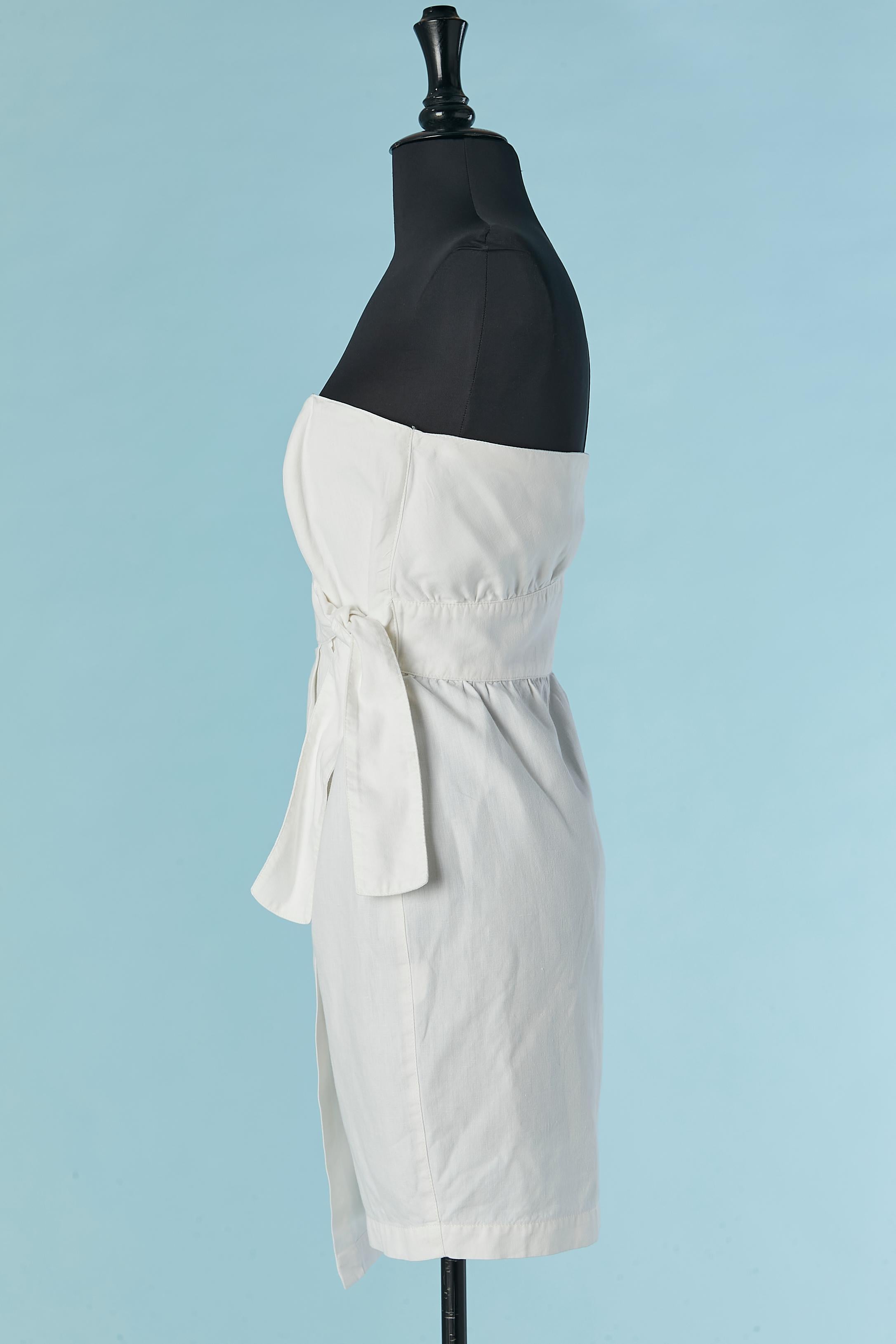 Asymmetrical and wrapped white cotton dress Thierry Mugler Jeans In Excellent Condition For Sale In Saint-Ouen-Sur-Seine, FR