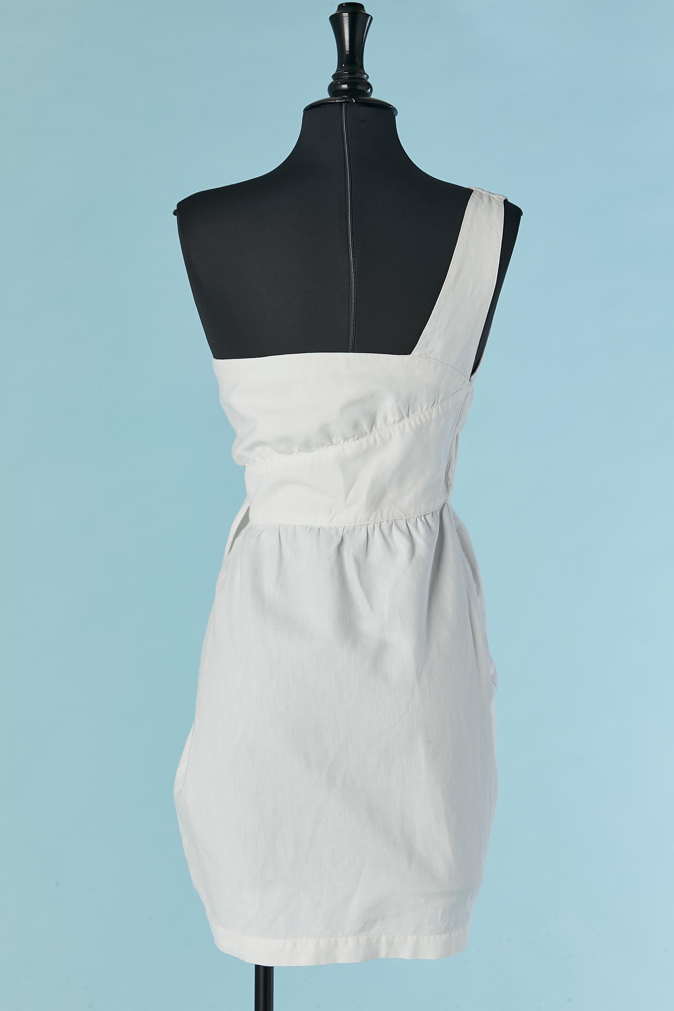 Women's Asymmetrical and wrapped white cotton dress Thierry Mugler Jeans For Sale