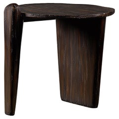 Asymmetrical Base Wood Lussat Lamp Table with Irregular Table Top