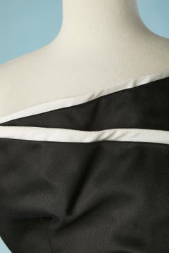 Asymmetrical black and white bustier evening dress Victor Costa