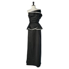 Asymmetrical black and white bustier evening dress Victor Costa 