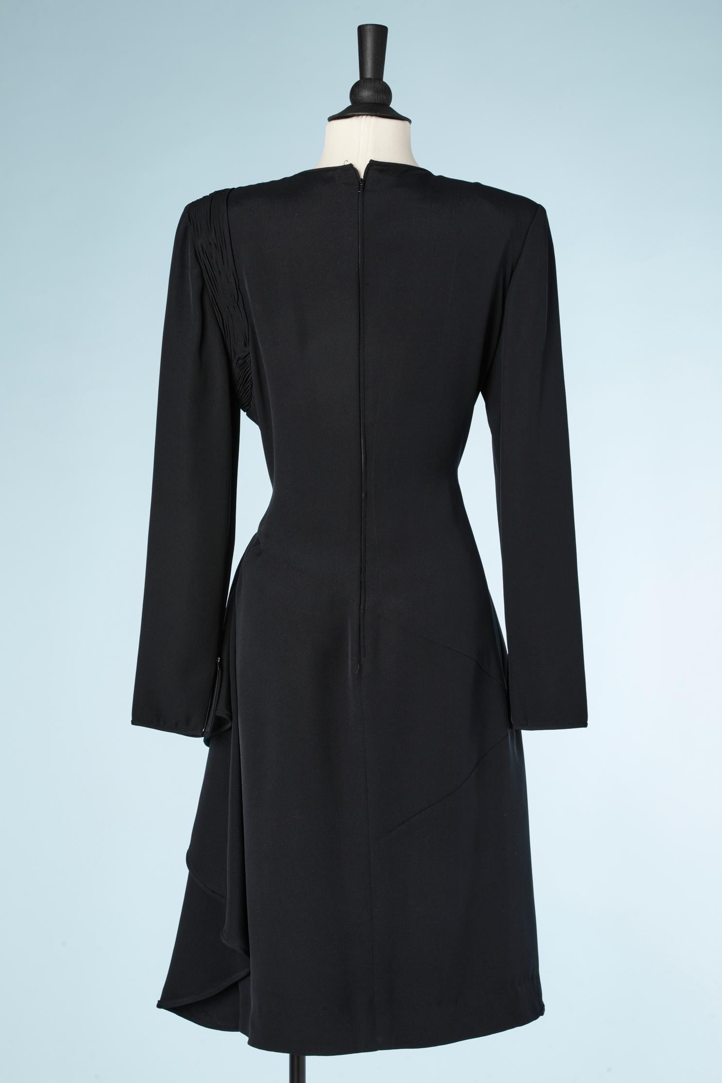 Women's Asymmetrical black cocktail dress draped on one shoulder Valentino Boutique  For Sale