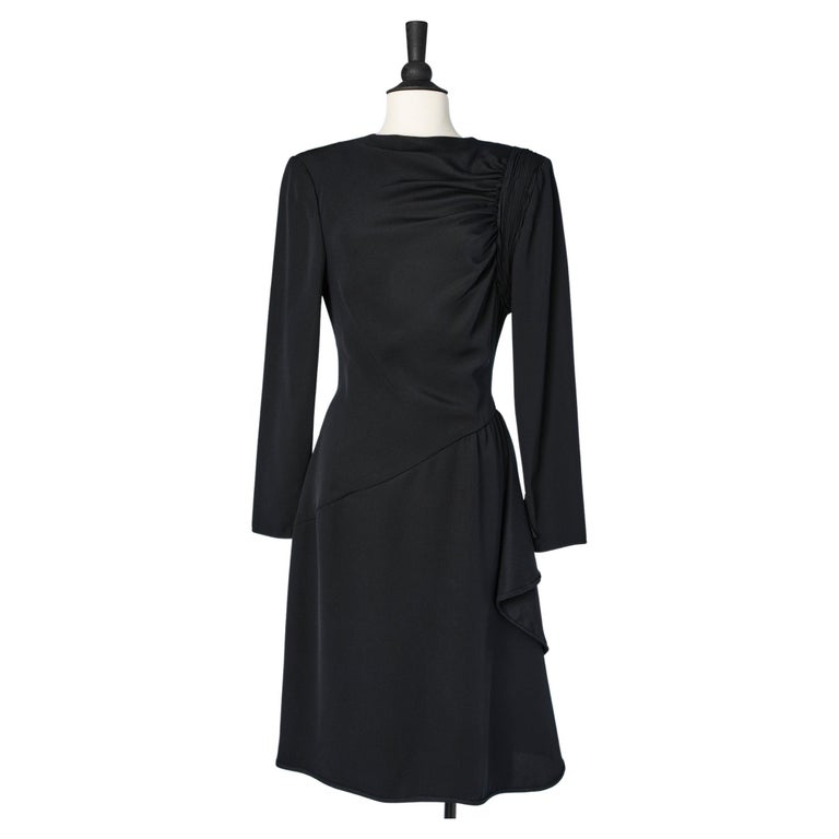 Asymmetrical black cocktail dress draped on one shoulder Valentino Boutique For Sale at 1stDibs Asymmetrical black cocktail dress draped on one shoulder Valentino Boutique For Sale at 1stDibs