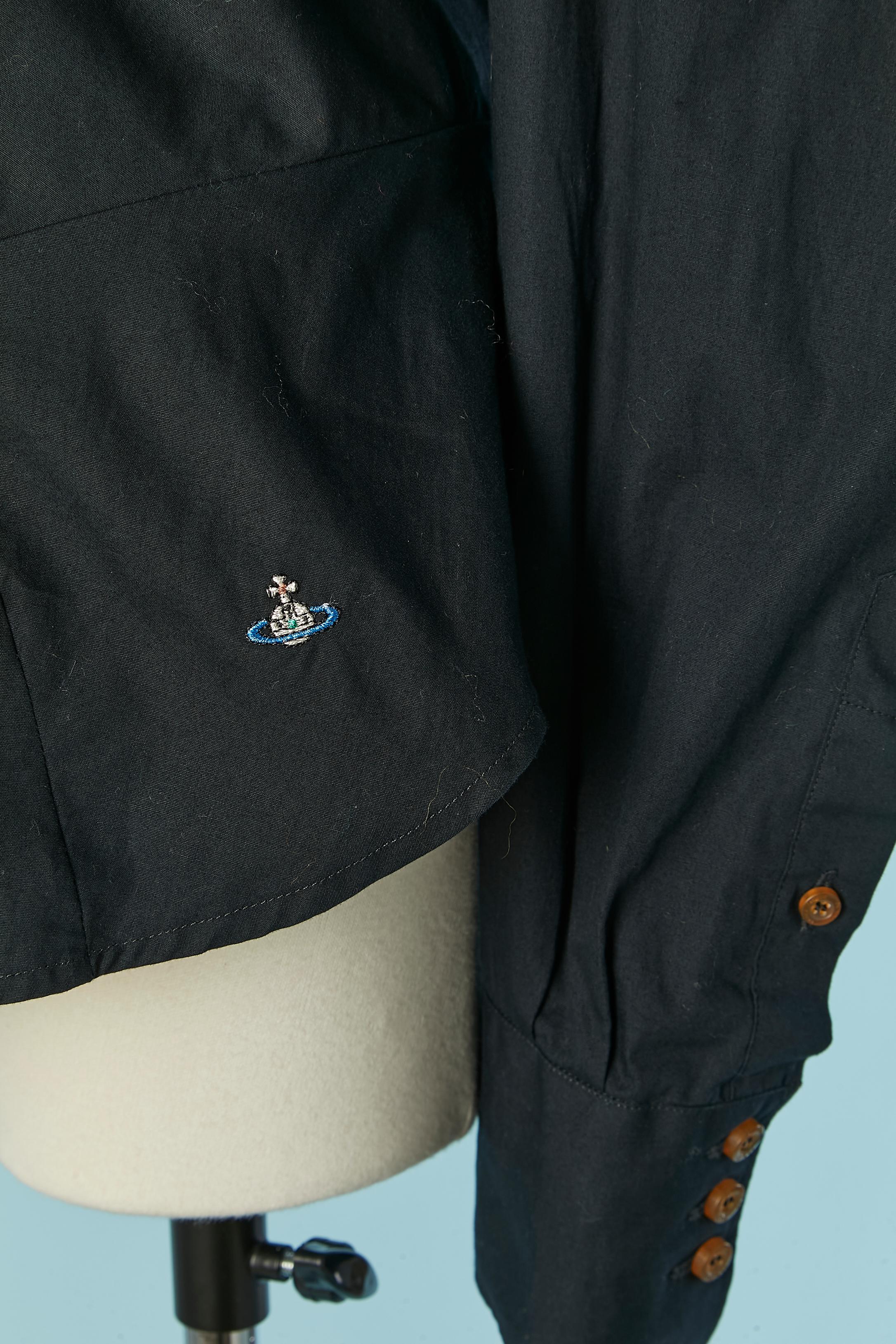 Asymmetrical black cotton shirt VIVIENNE WESTWOOD MAN In Excellent Condition For Sale In Saint-Ouen-Sur-Seine, FR