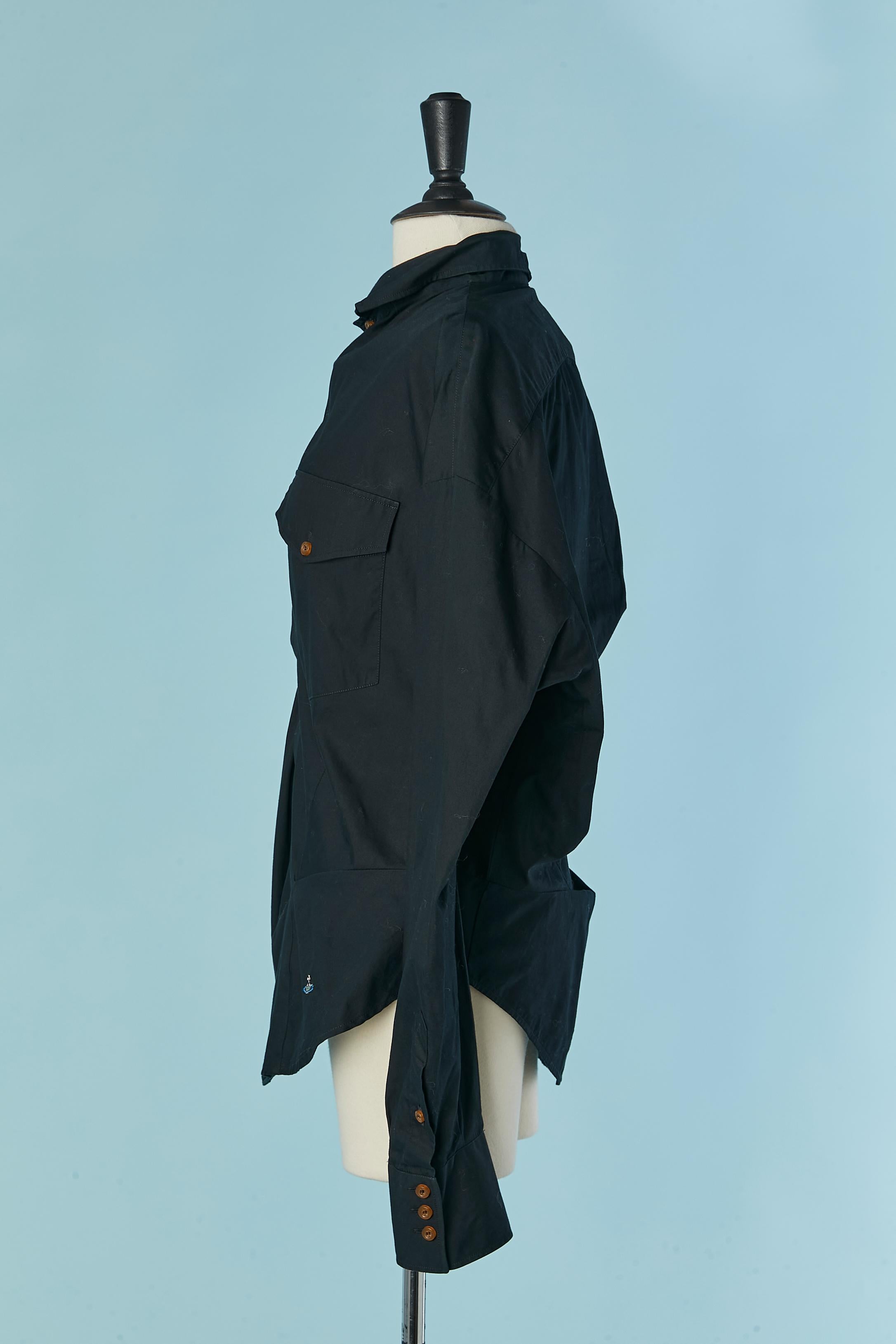 Men's Asymmetrical black cotton shirt VIVIENNE WESTWOOD MAN For Sale