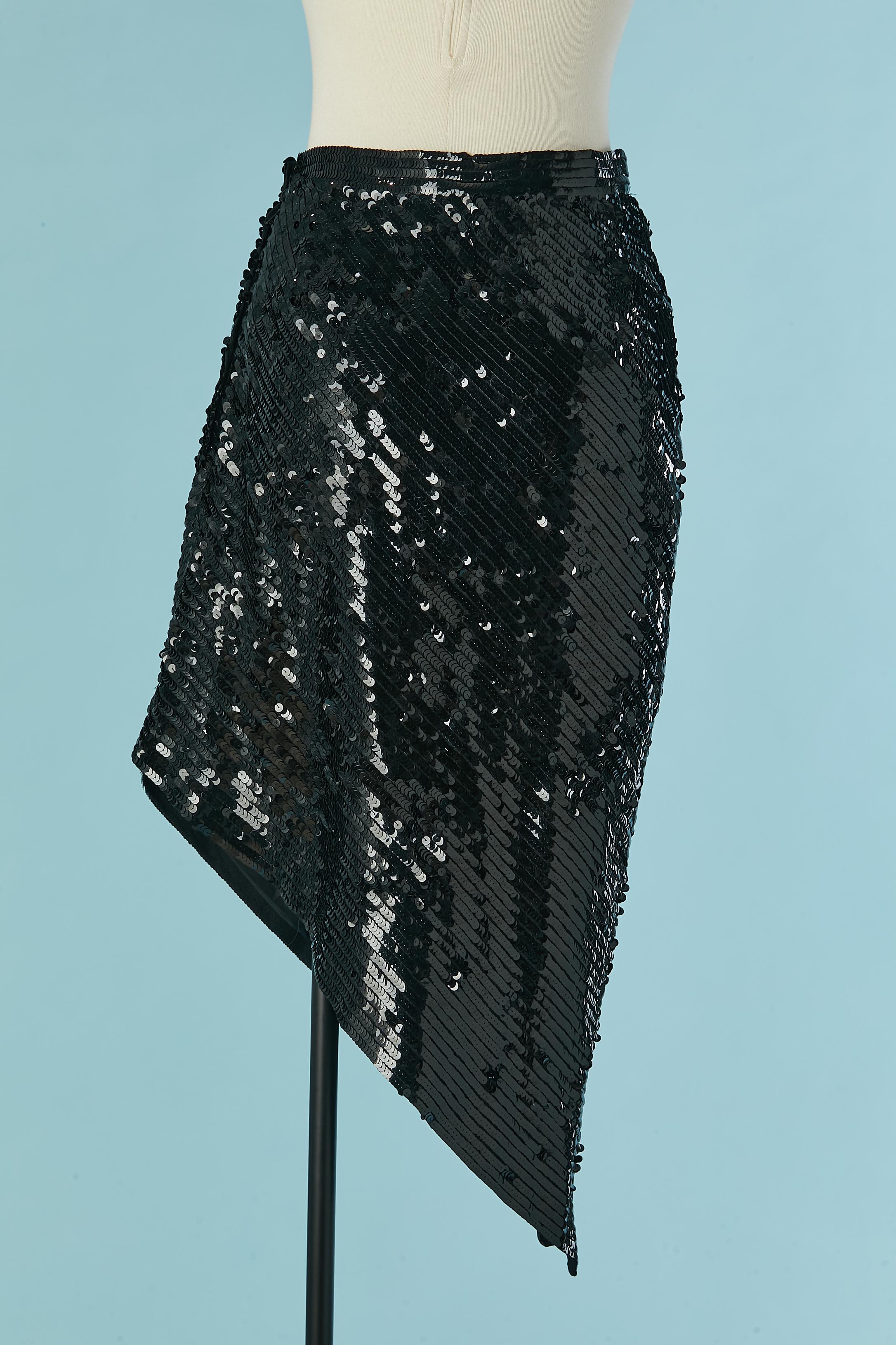 Women's Asymmetrical black sequin skirt KRIZIA For Sale