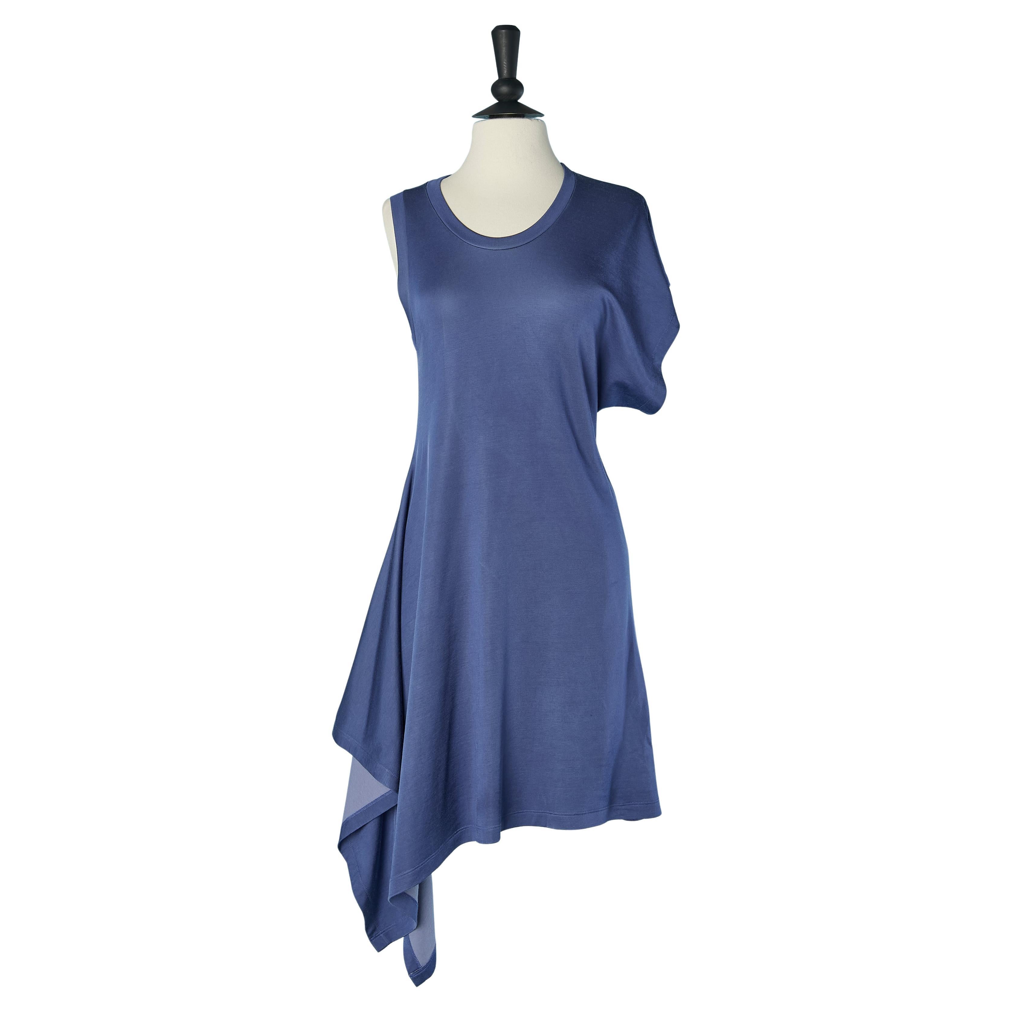 Asymmetrical blue jersey dress  MM6 Maison MARGIELA New For Sale