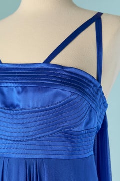 Robe du soir asymétrique à bustier en mousseline de soie bleue VERSACE COLLECTION
