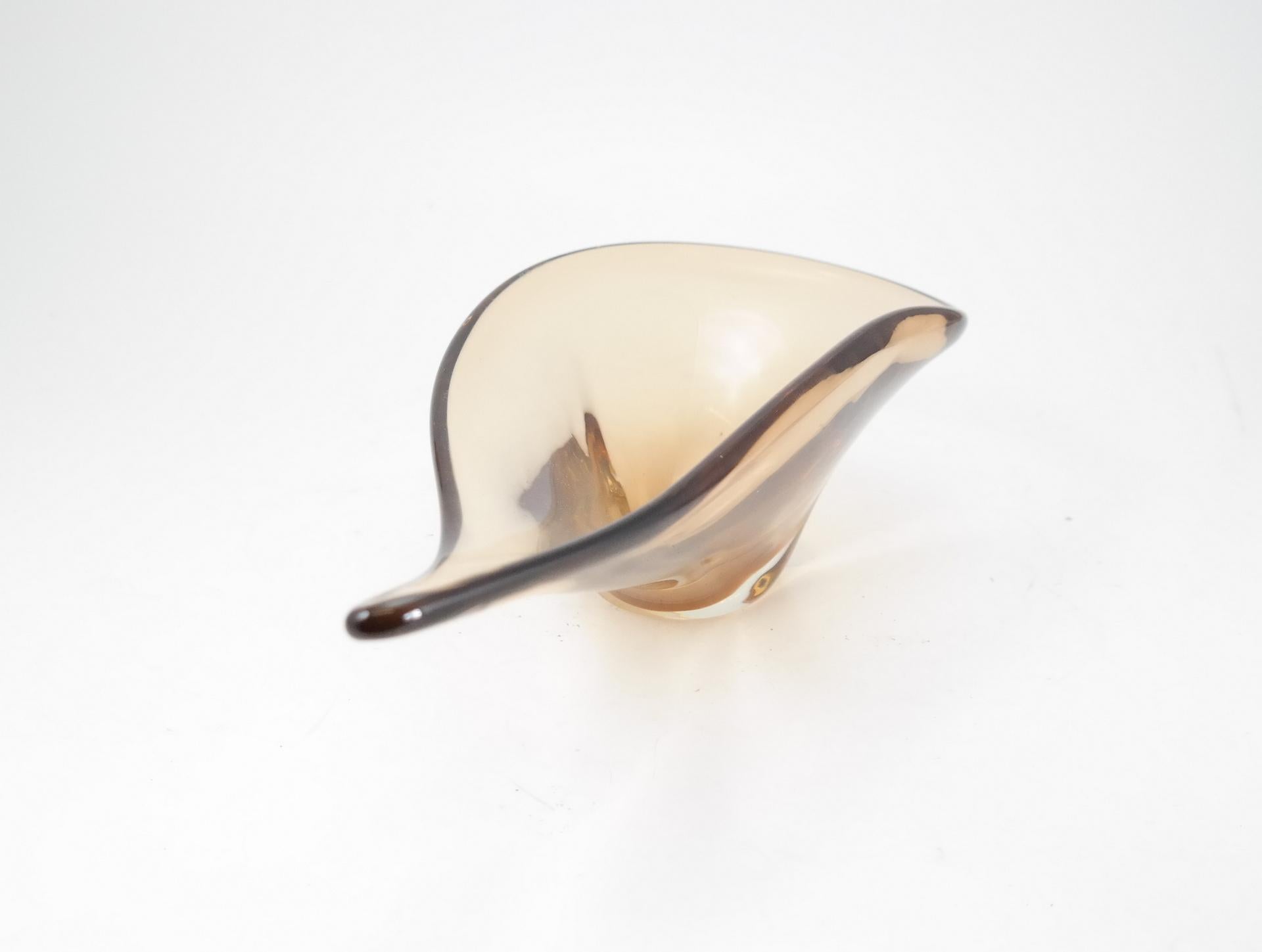 Asymmetrical bohemia glass bowl, 1970s.