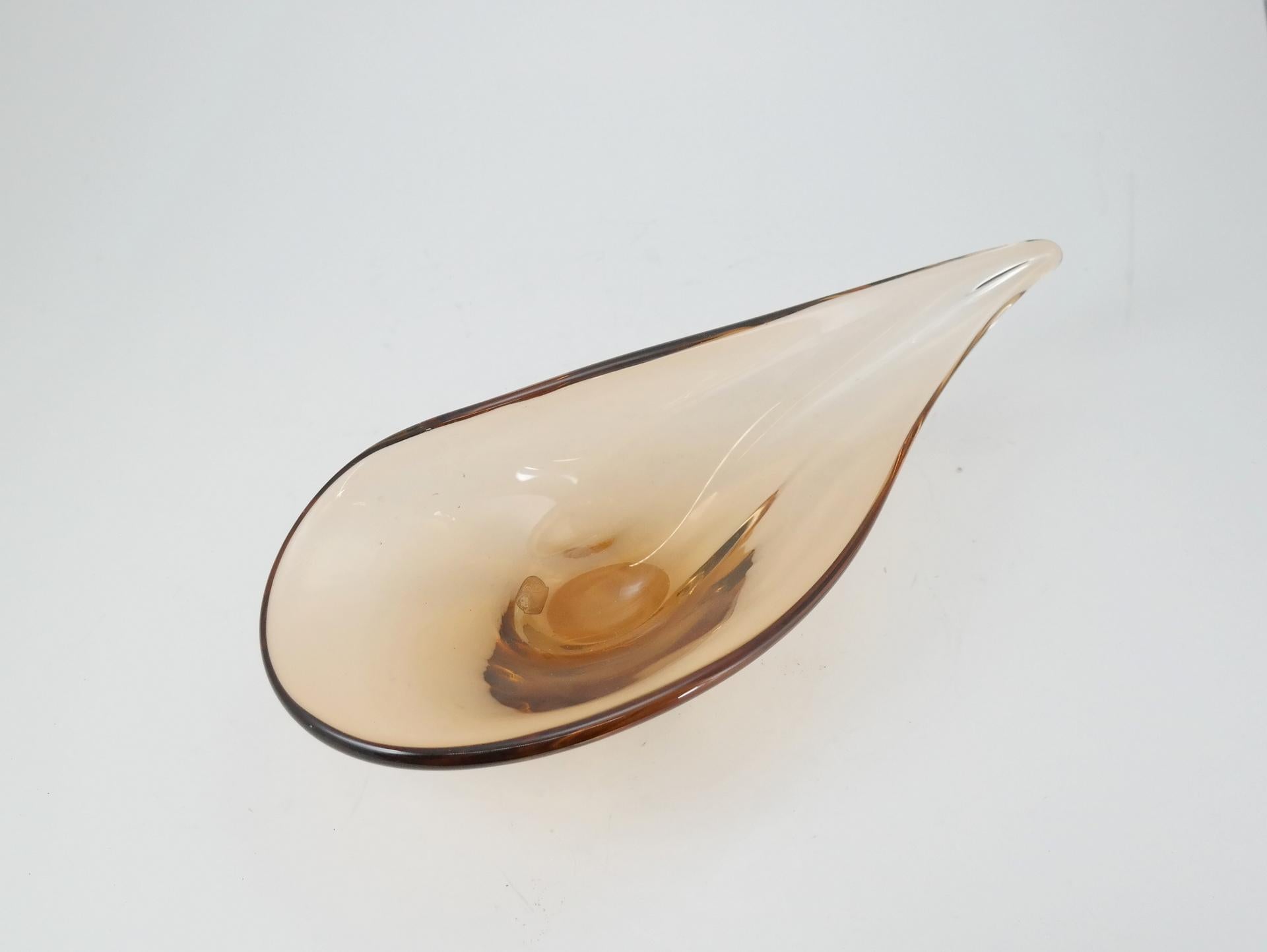 Czech Asymmetrical Bohemia Glass Bowl, 1970s