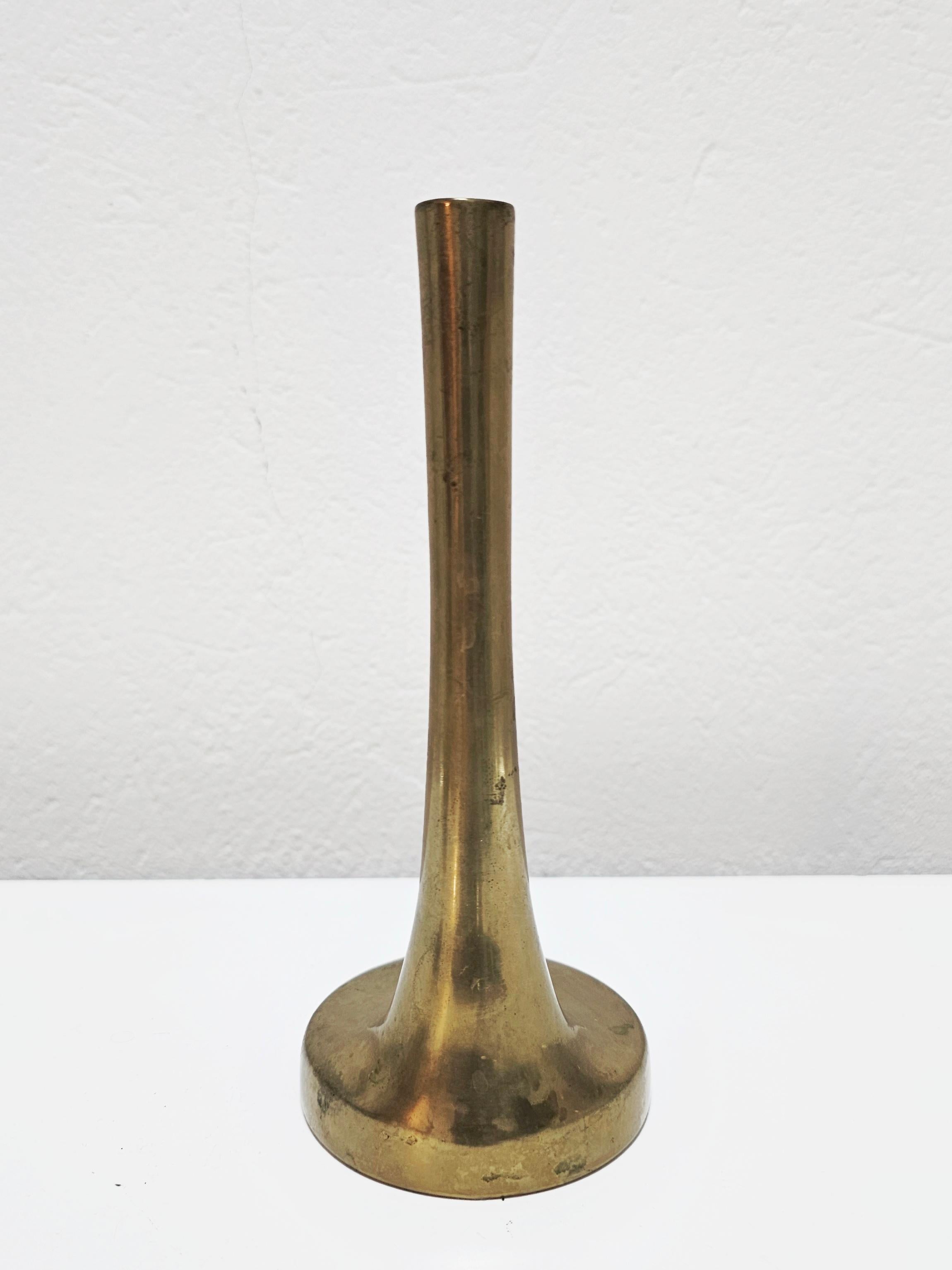 Mid-20th Century Asymmetrical Brutalist Bronze a single flower vase by Heinz Goll, Italy 1960s For Sale