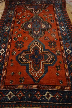 Asymmetrical Caucasus Tribal Village Rug with Kite Medallions & Star Motif