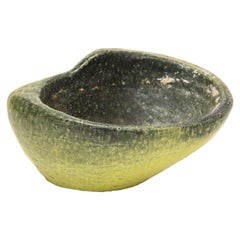 Asymmetrical Ceramic Bowl in Avocado Toned Speckled Glaze