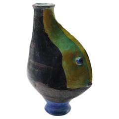 Asymmetrical Ceramic Vase in the Shape of a Fish, Italy 1970s