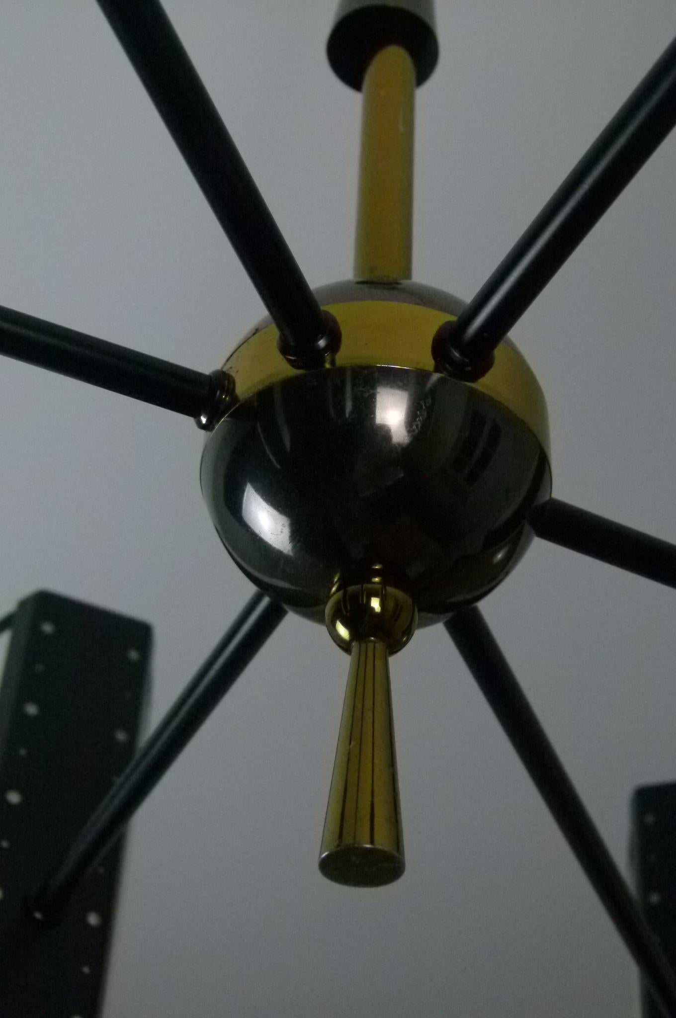 Asymmetrical chandelier with six lighted arms by Maison Lunel, circa 1950 3