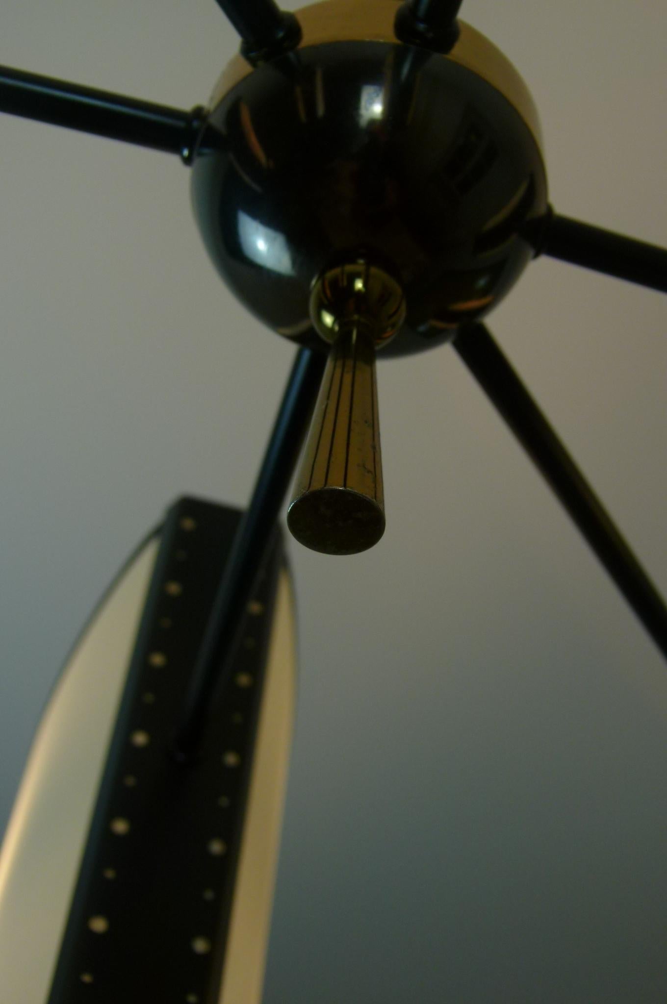 Asymmetrical chandelier with six lighted arms by Maison Lunel, circa 1950 6
