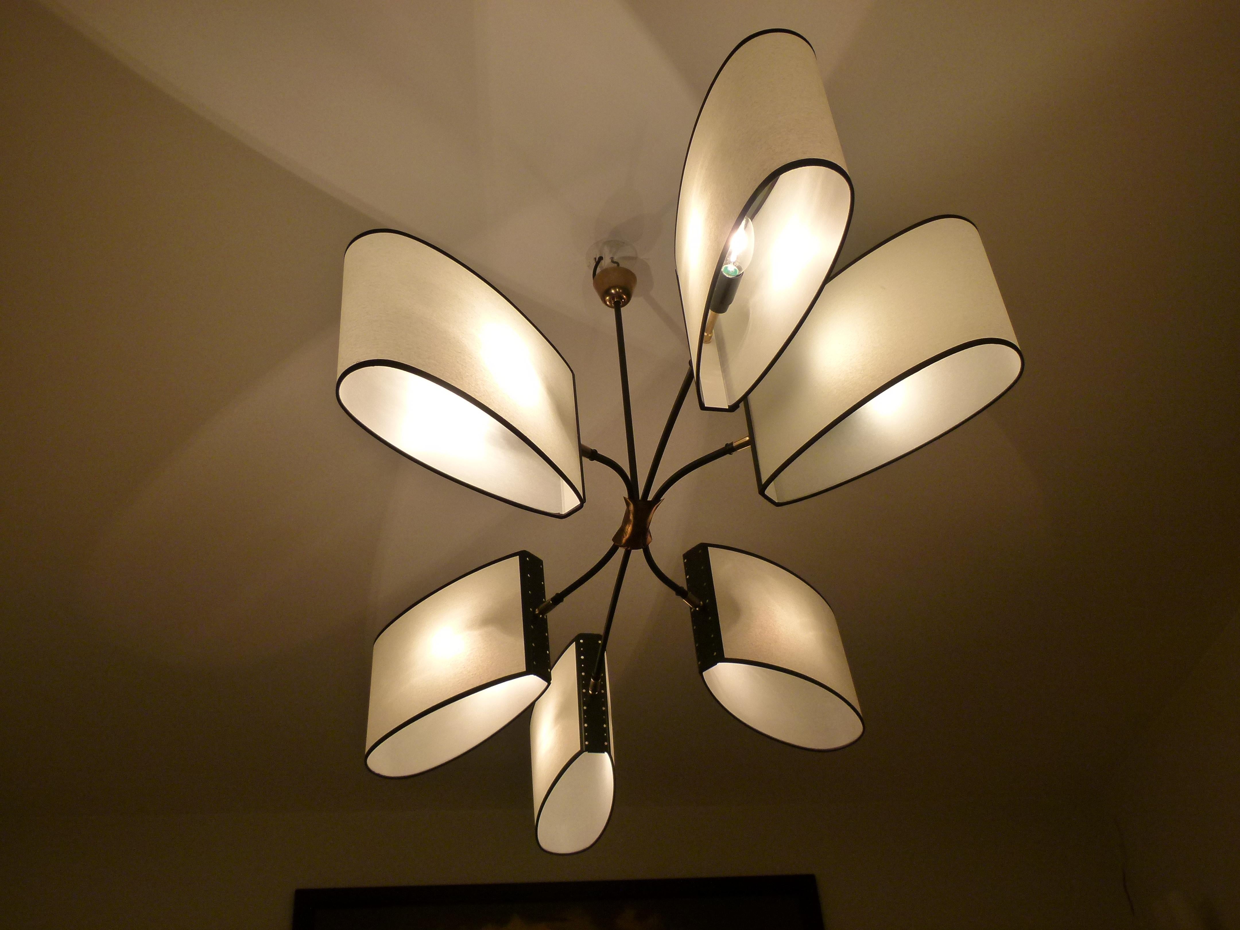 20th Century Asymmetrical chandelier with six lighted arms by Maison Lunel, circa 1950