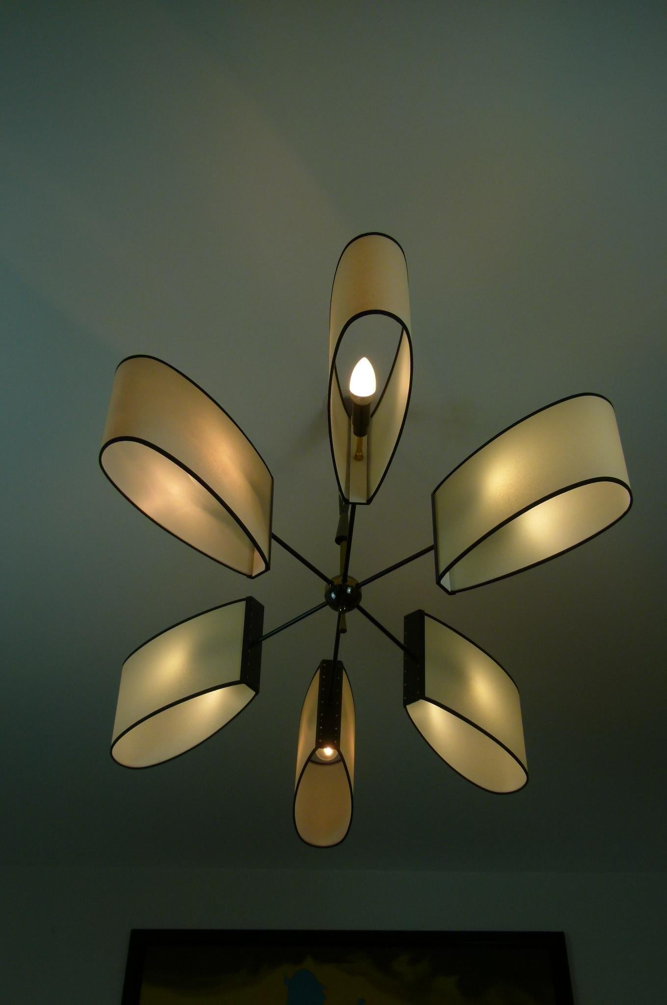 20th Century Asymmetrical chandelier with six lighted arms by Maison Lunel, circa 1950