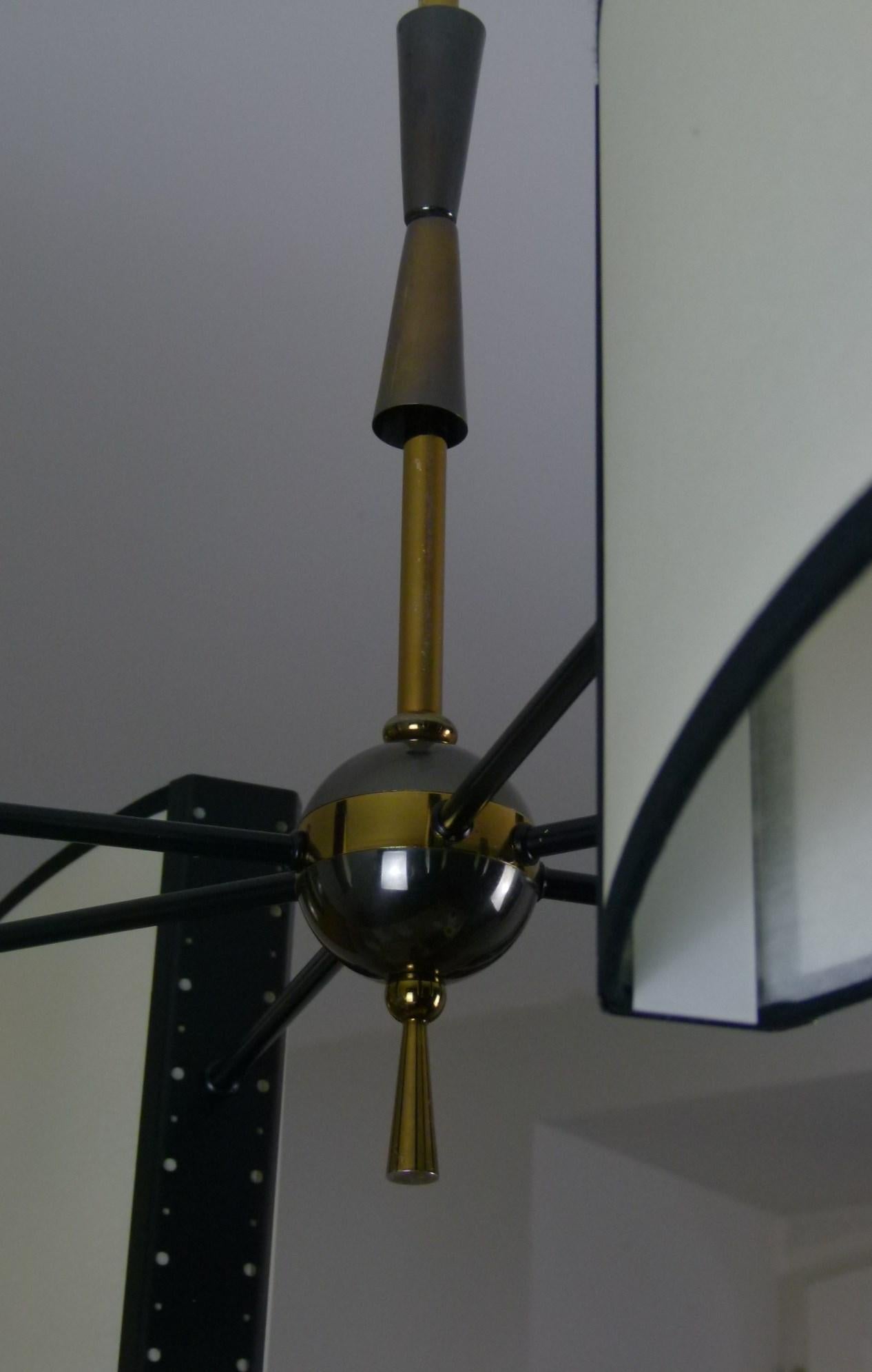 Asymmetrical chandelier with six lighted arms by Maison Lunel, circa 1950 1