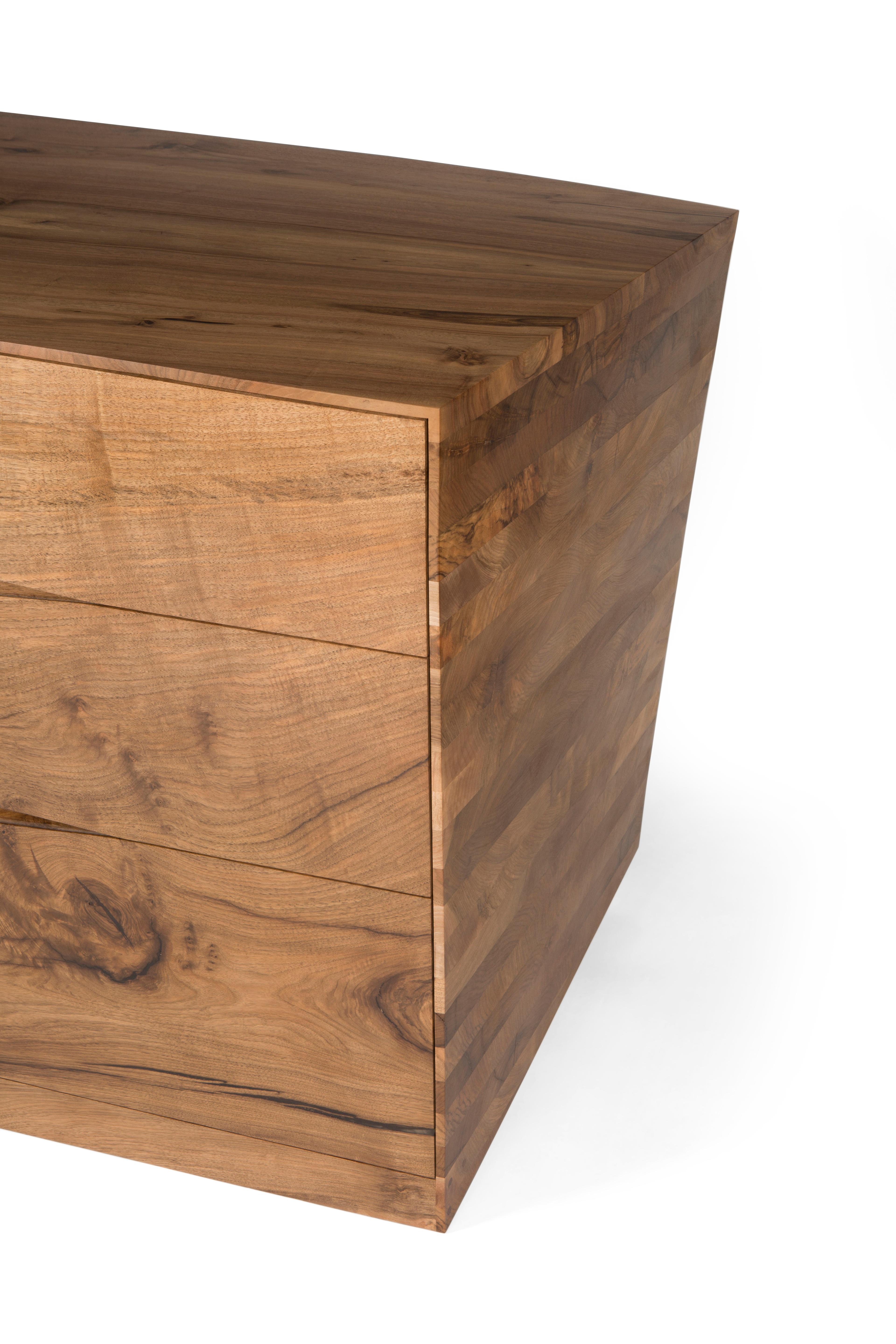 Asymmetrical Chest of Drawers in Solid English Walnut.  For Sale 8