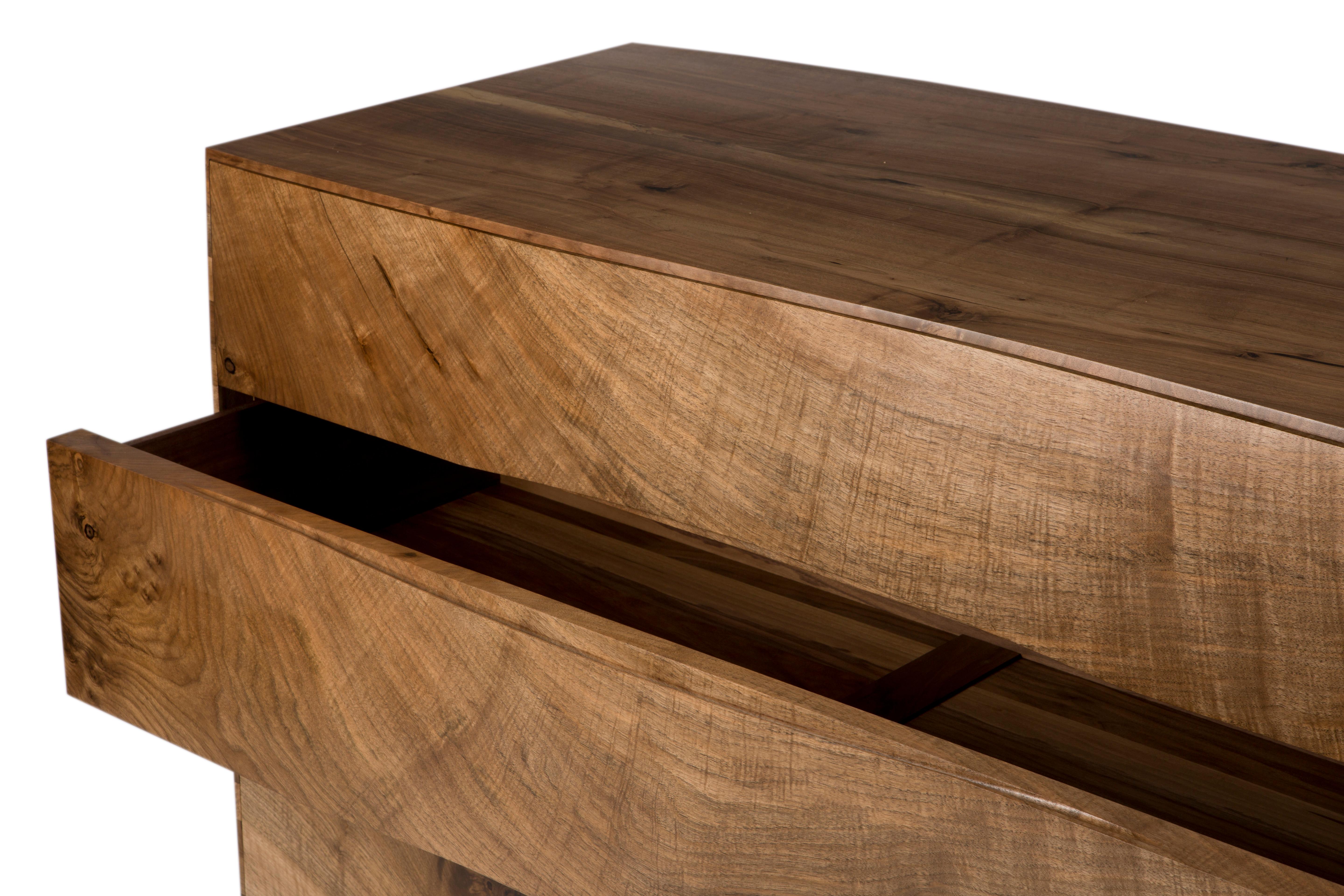Asymmetrical Chest of Drawers in Solid English Walnut.  For Sale 10