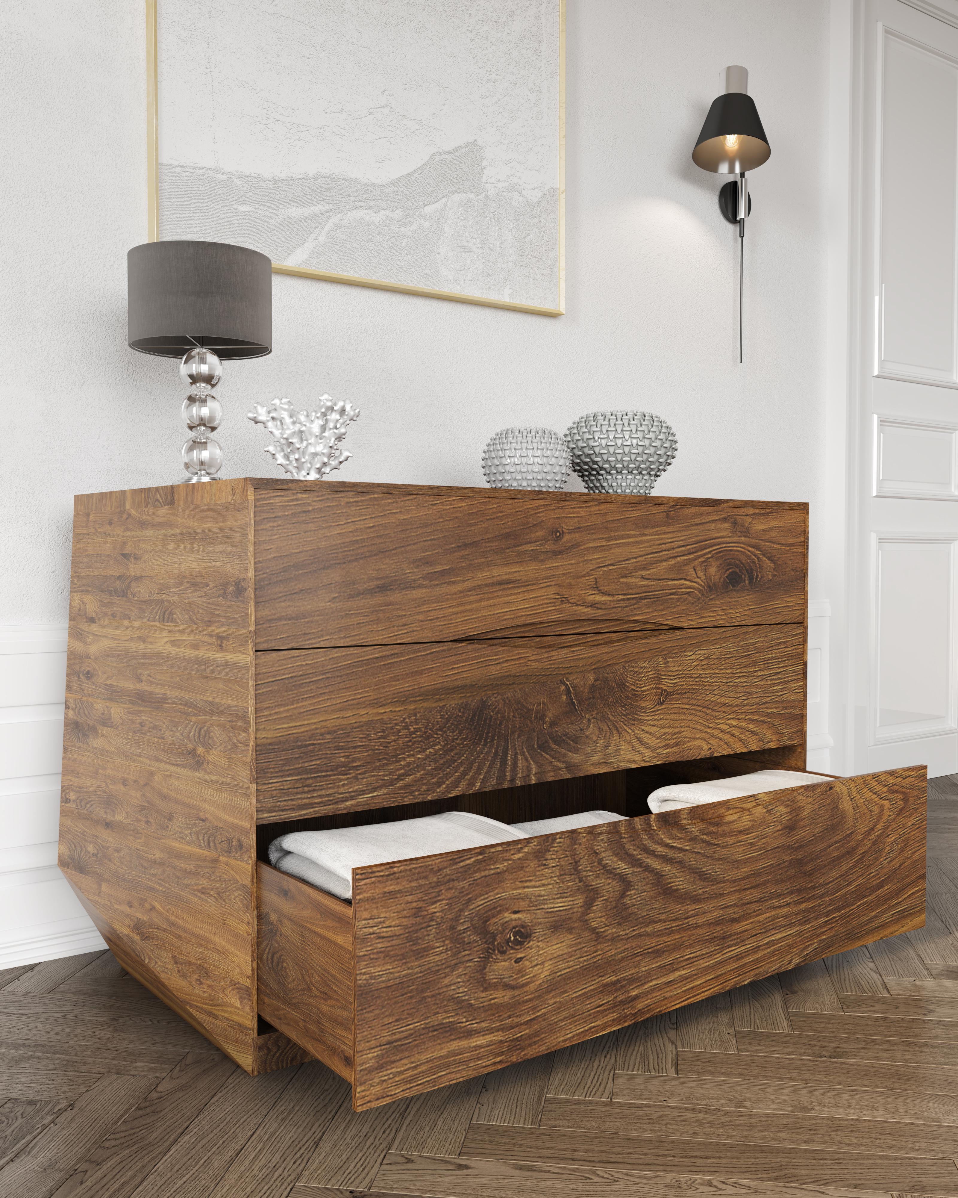 Asymmetrical Chest of Drawers in Solid English Walnut by Jonathan Field. For Sale 3