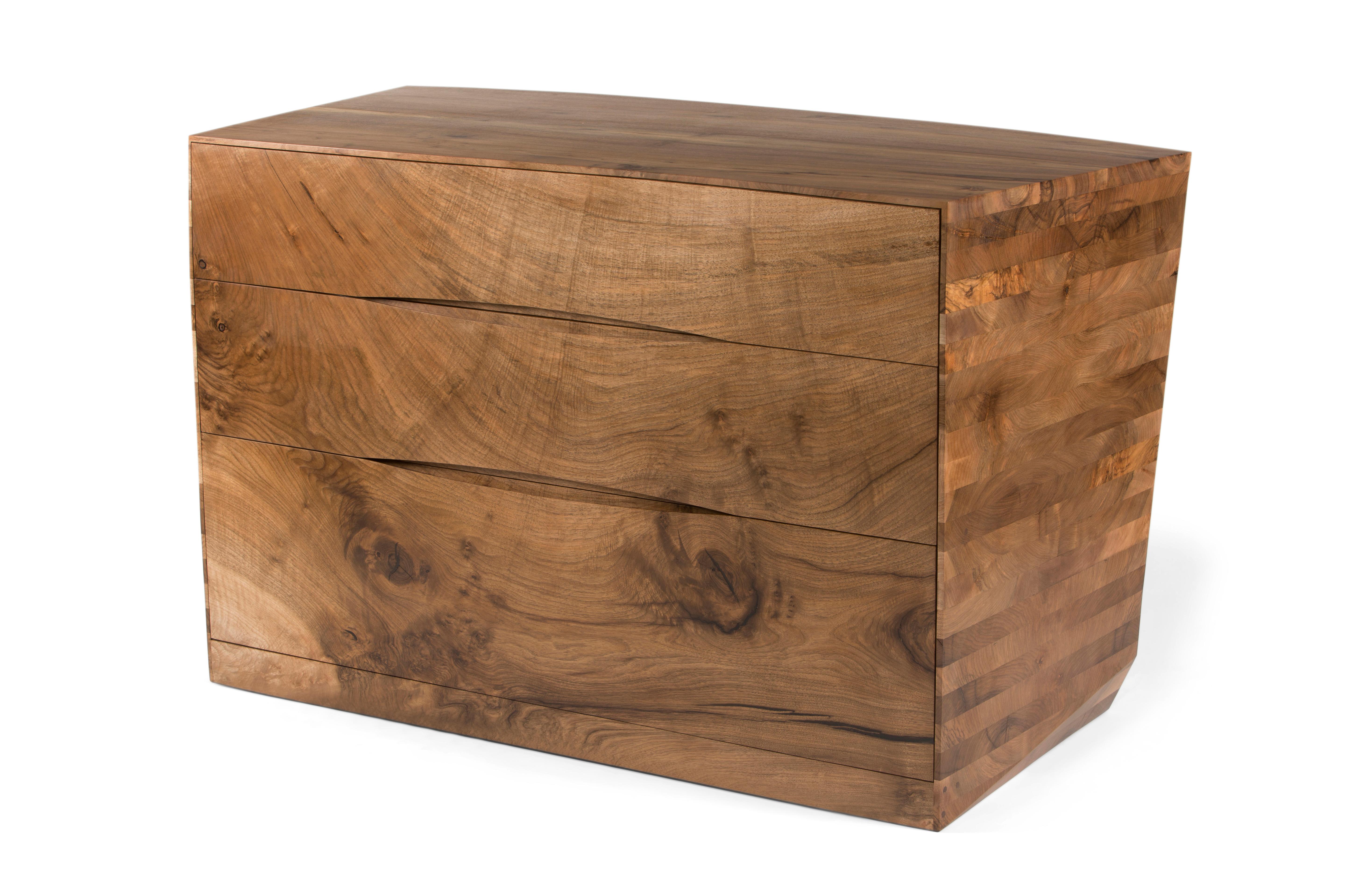 Modern Asymmetrical Chest of Drawers in Solid English Walnut.  For Sale