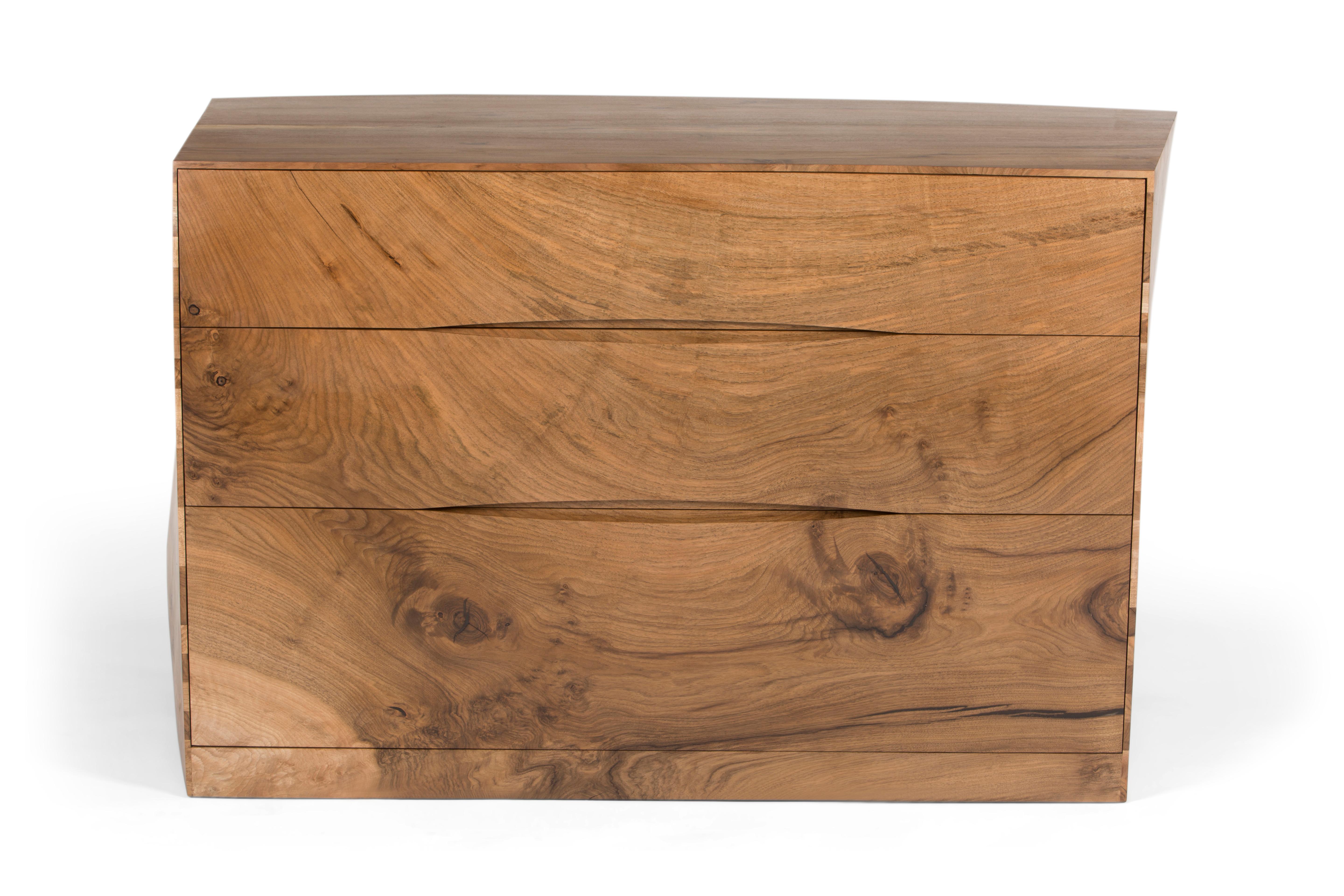 Hand-Crafted Asymmetrical Chest of Drawers in Solid English Walnut.  For Sale