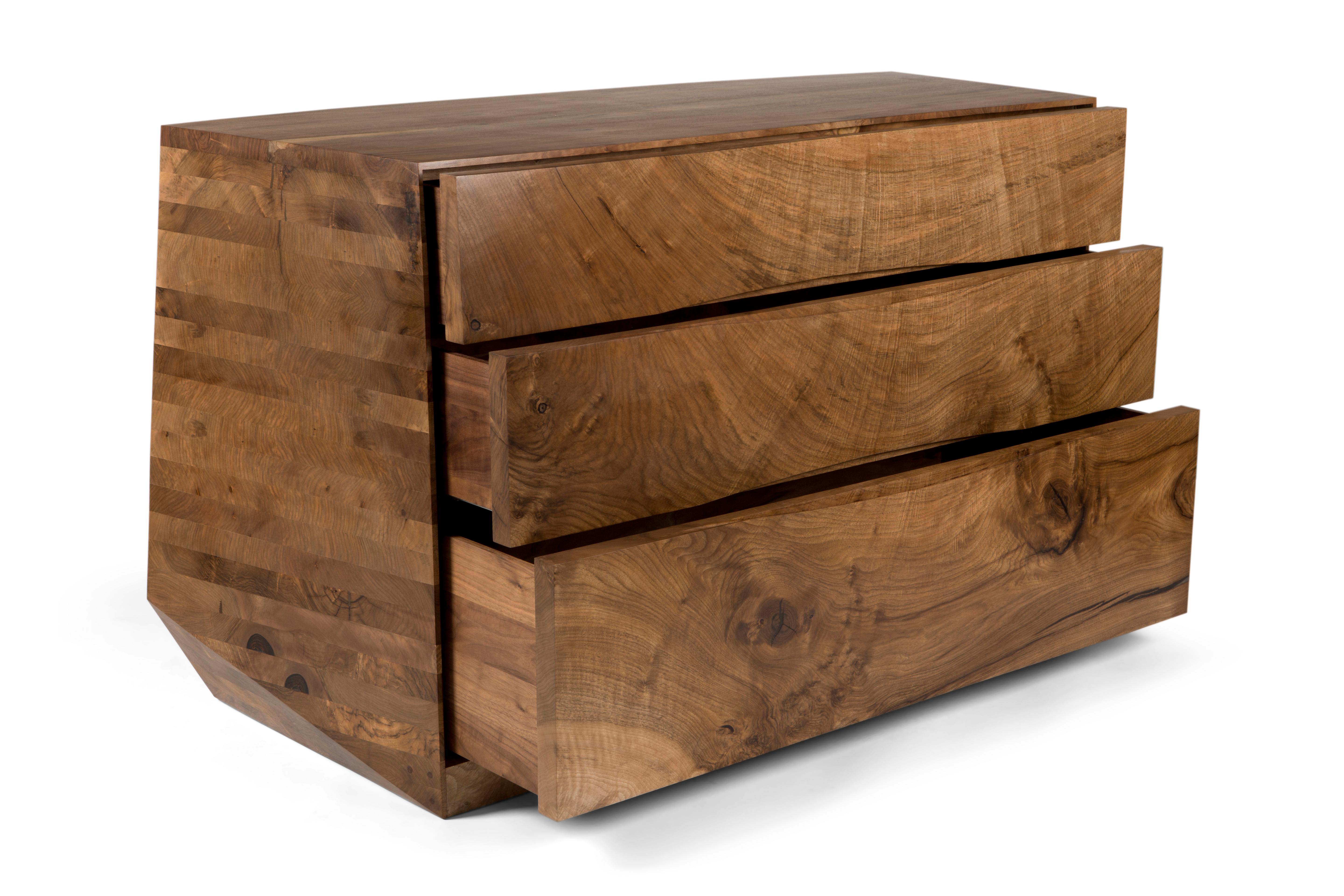 Asymmetrical Chest of Drawers in Solid English Walnut.  For Sale 1