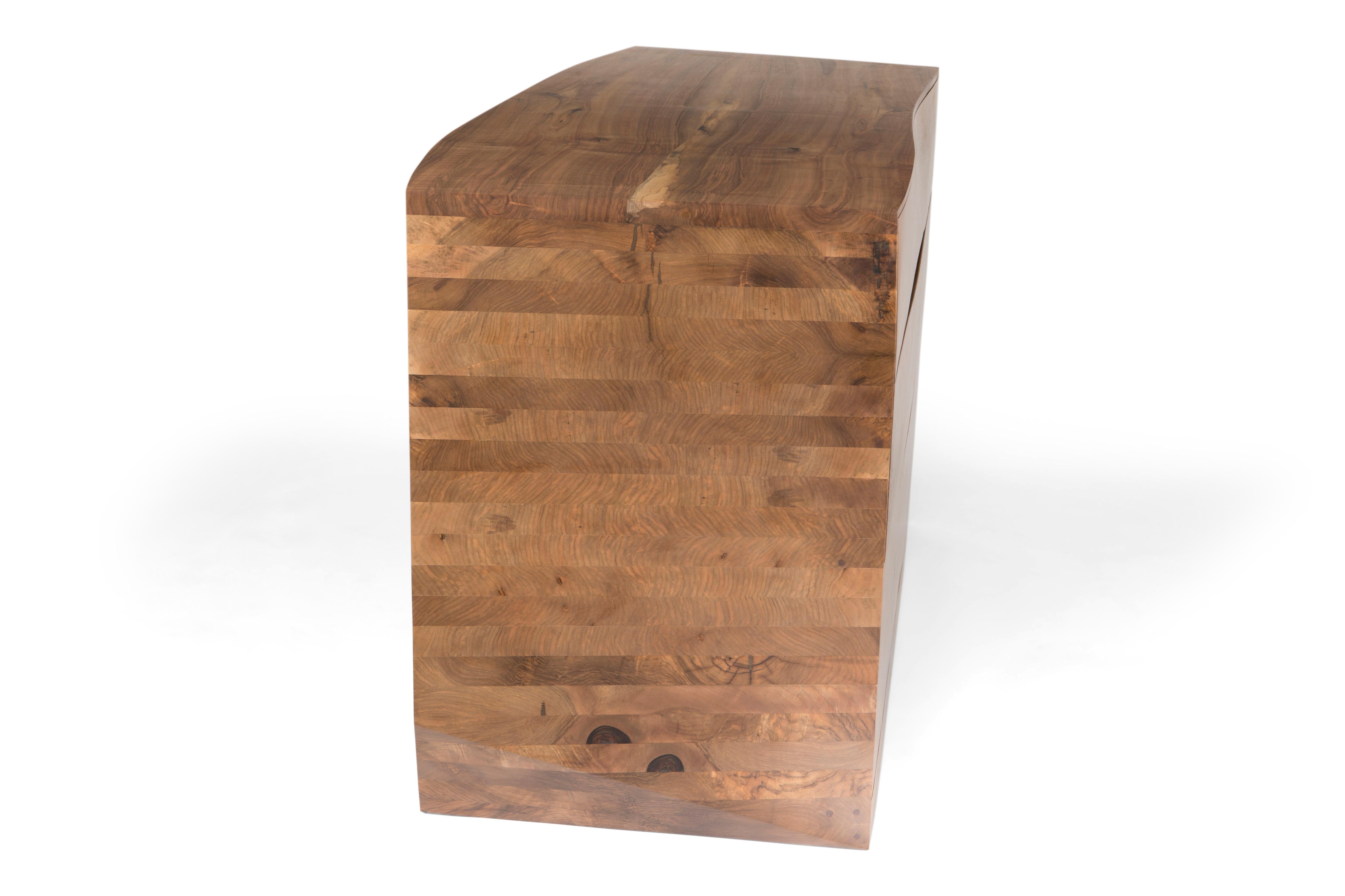 Asymmetrical Chest of Drawers in Solid English Walnut.  For Sale 2