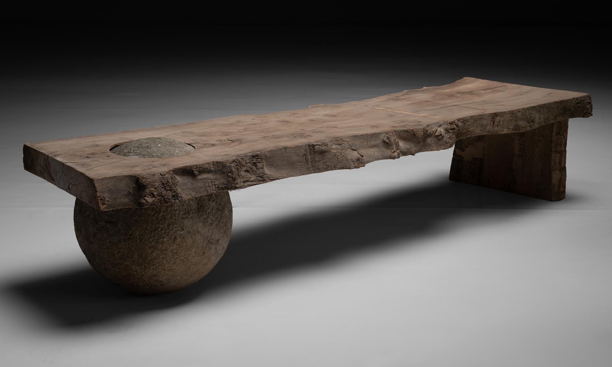 Primitive Concrete Ball & Slab Coffee Table

France circa 1950

Composed coffee table with slab top on 15th century stone ball

Measures 78”L x 22.5”d x 15.5”h




