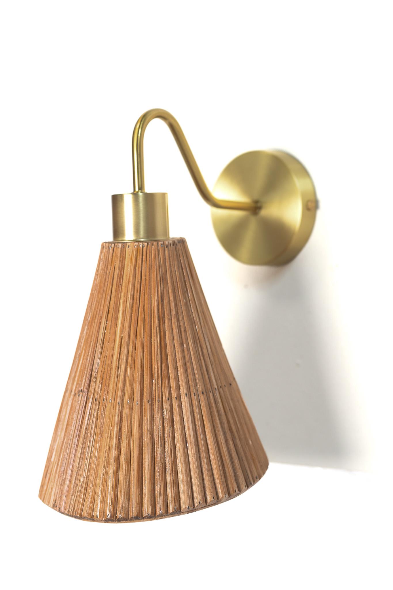 Hand-Crafted Asymmetrical Cone Wall Sconce For Sale