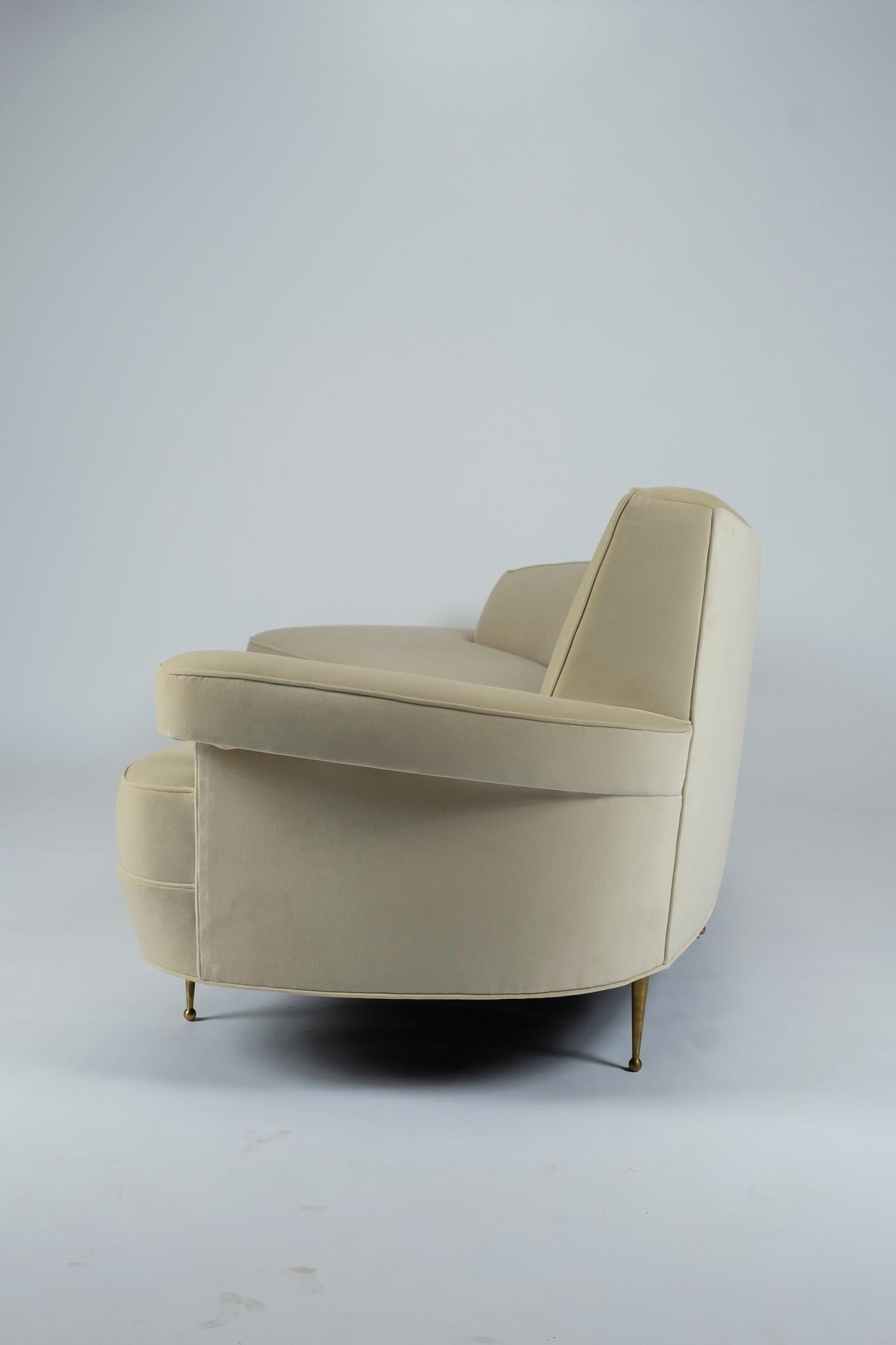 Modern Asymmetrical Curve Back Italian Style Sofa, Right Arm