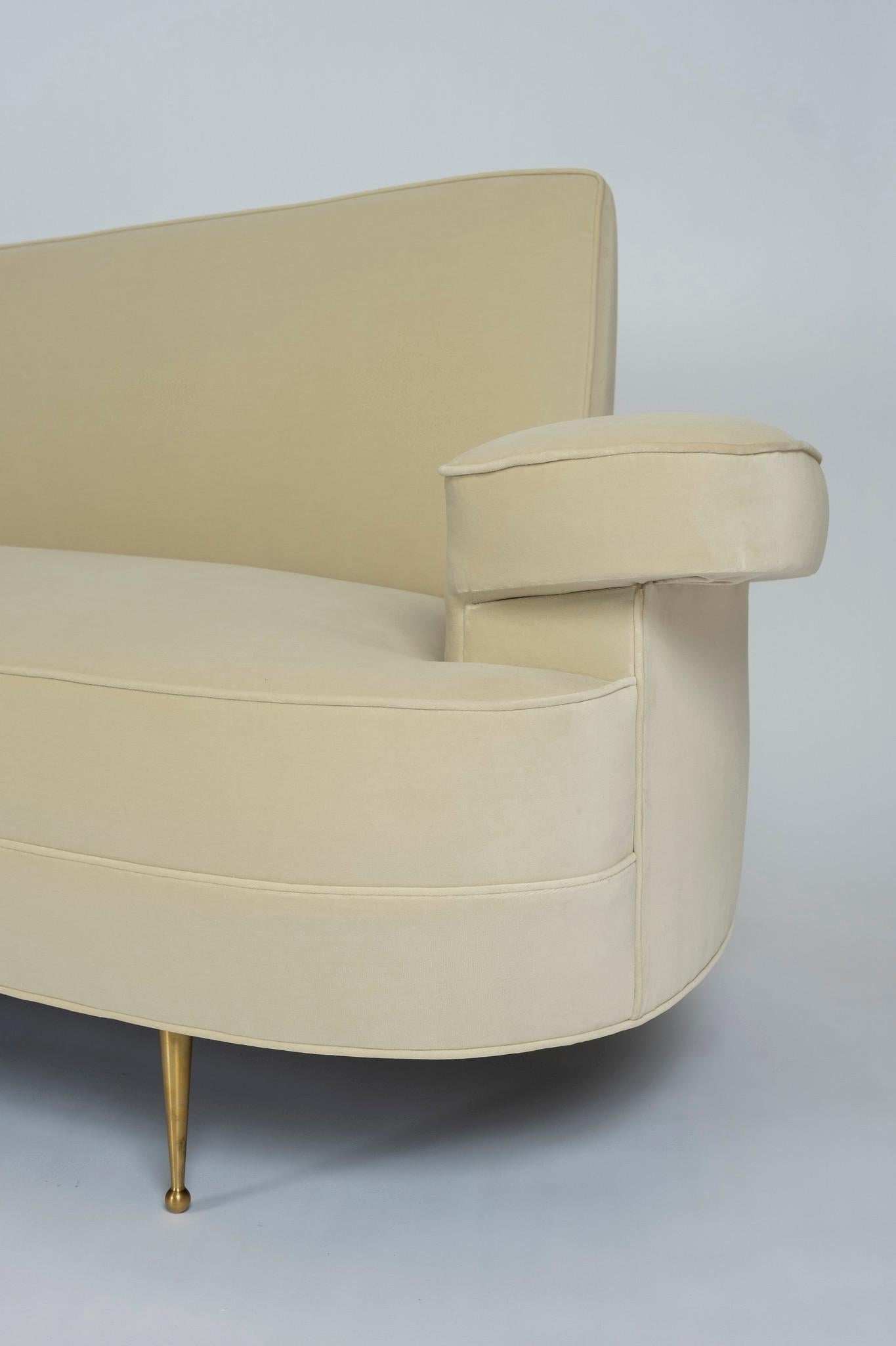 Cast Asymmetrical Curve Back Italian Style Sofa, Right Arm