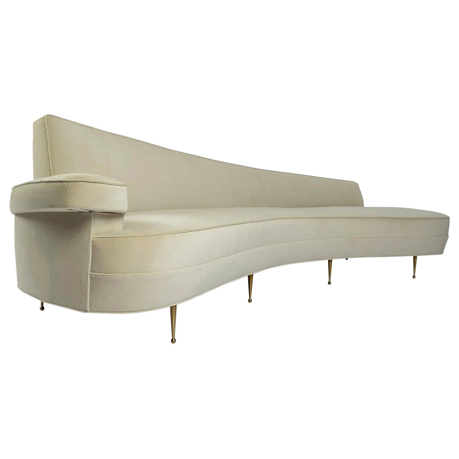 Asymmetrical Curve Back Italian Style Sofa-Left Arm